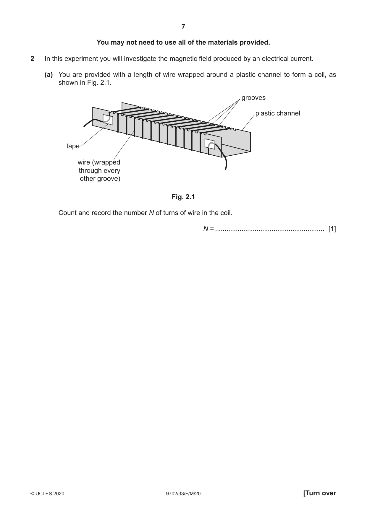 Cambridge A Level Physics 9702 2020 Feb/March Paper 3 · Variant 3 question paper, page 7 of 12