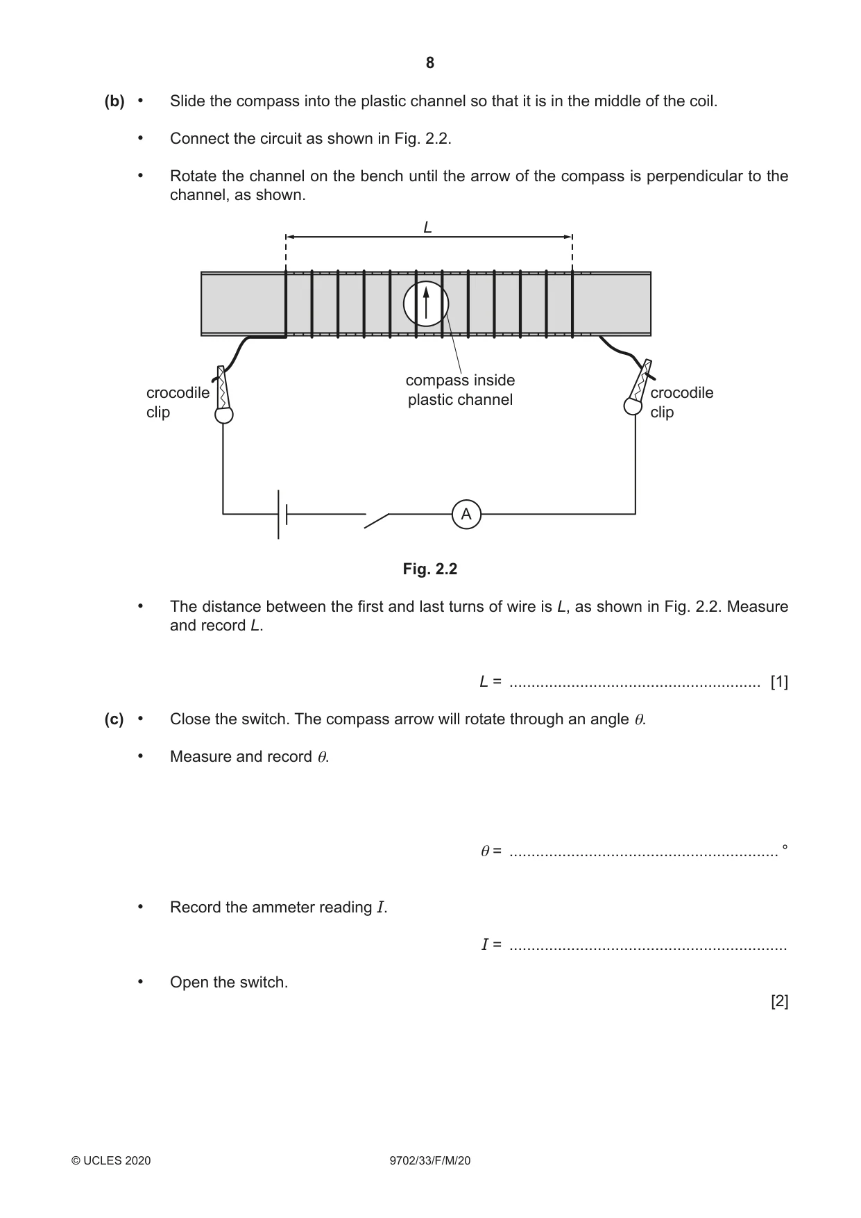 Cambridge A Level Physics 9702 2020 Feb/March Paper 3 · Variant 3 question paper, page 8 of 12