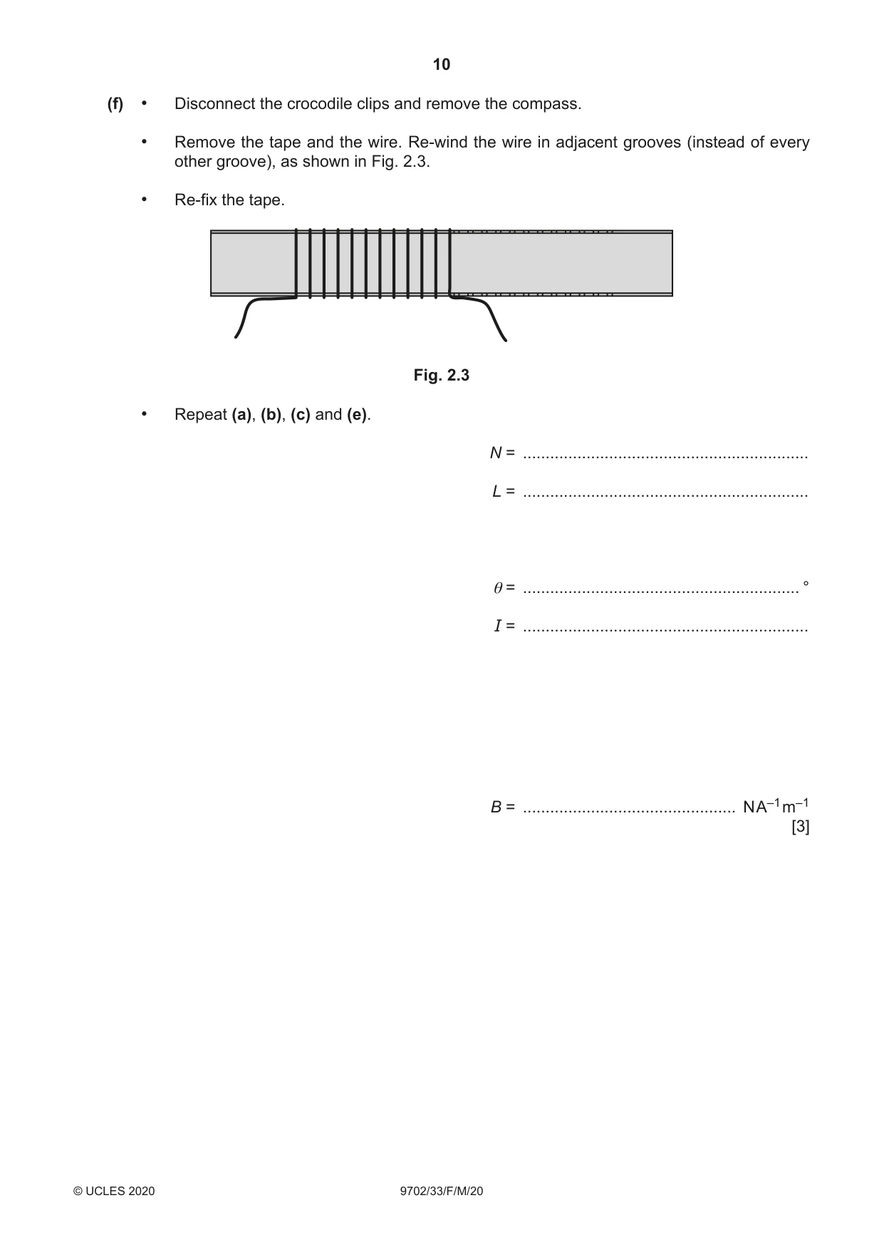 Cambridge A Level Physics 9702 2020 Feb/March Paper 3 · Variant 3 question paper, page 10 of 12