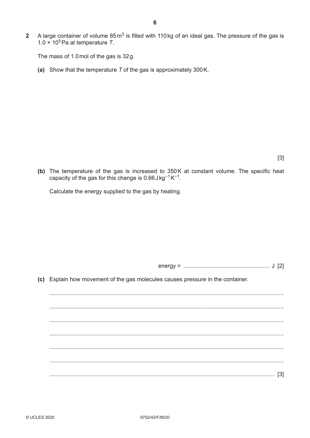 Cambridge A Level Physics 9702 2020 Feb/March Paper 4 · Variant 2 question paper, page 6 of 28