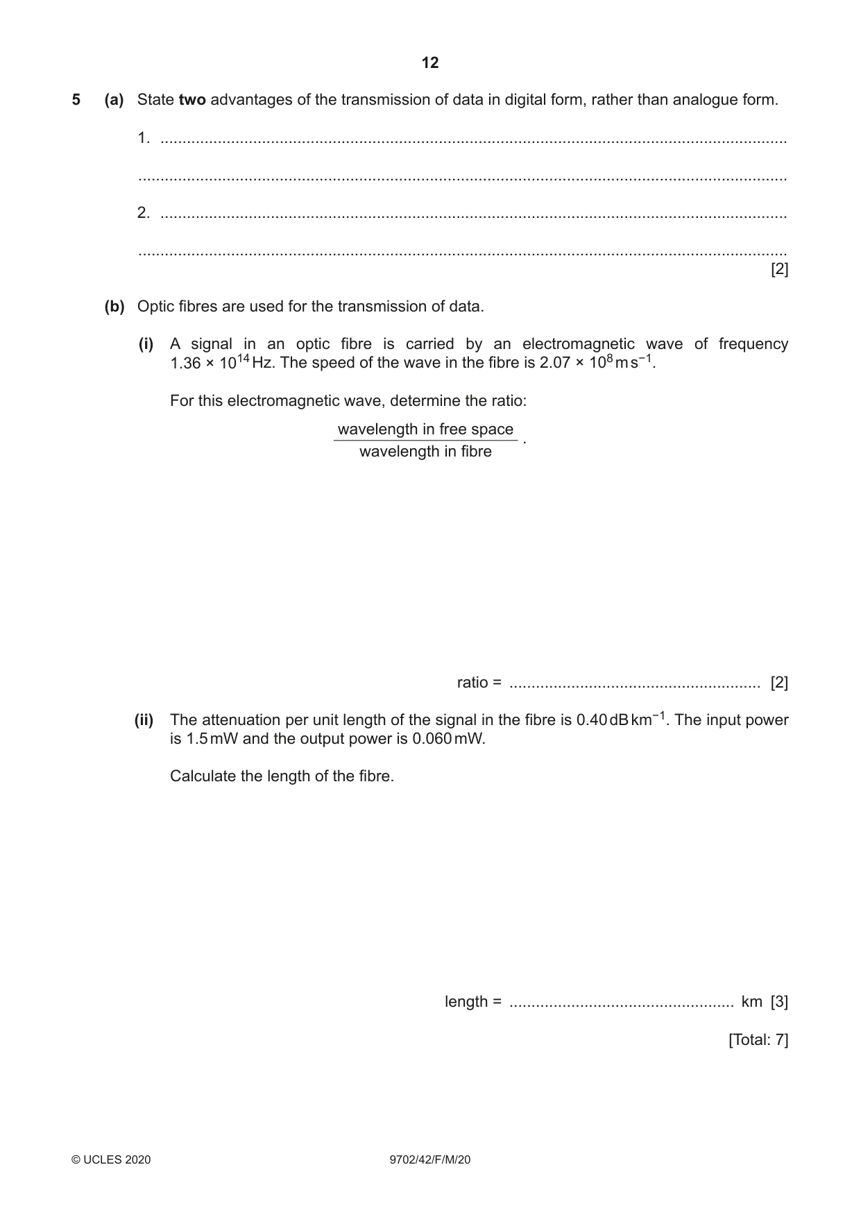 Cambridge A Level Physics 9702 2020 Feb/March Paper 4 · Variant 2 question paper, page 12 of 28