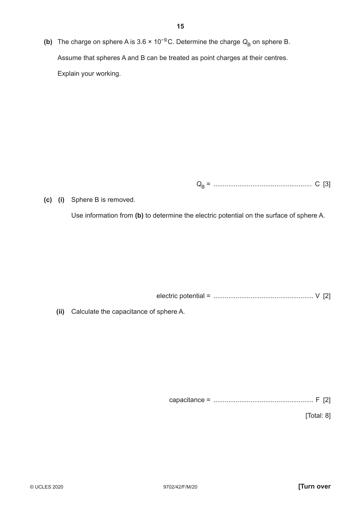Cambridge A Level Physics 9702 2020 Feb/March Paper 4 · Variant 2 question paper, page 15 of 28
