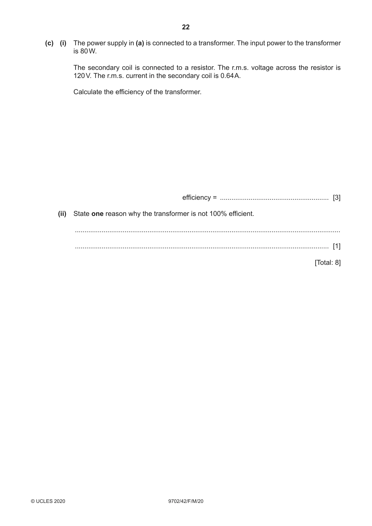 Cambridge A Level Physics 9702 2020 Feb/March Paper 4 · Variant 2 question paper, page 22 of 28