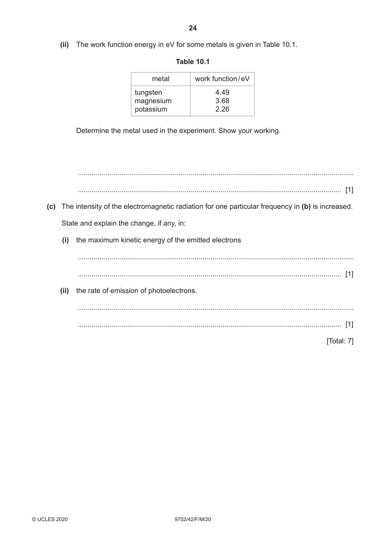 Cambridge A Level Physics 9702 2020 Feb/March Paper 4 · Variant 2 question paper, page 24 of 28