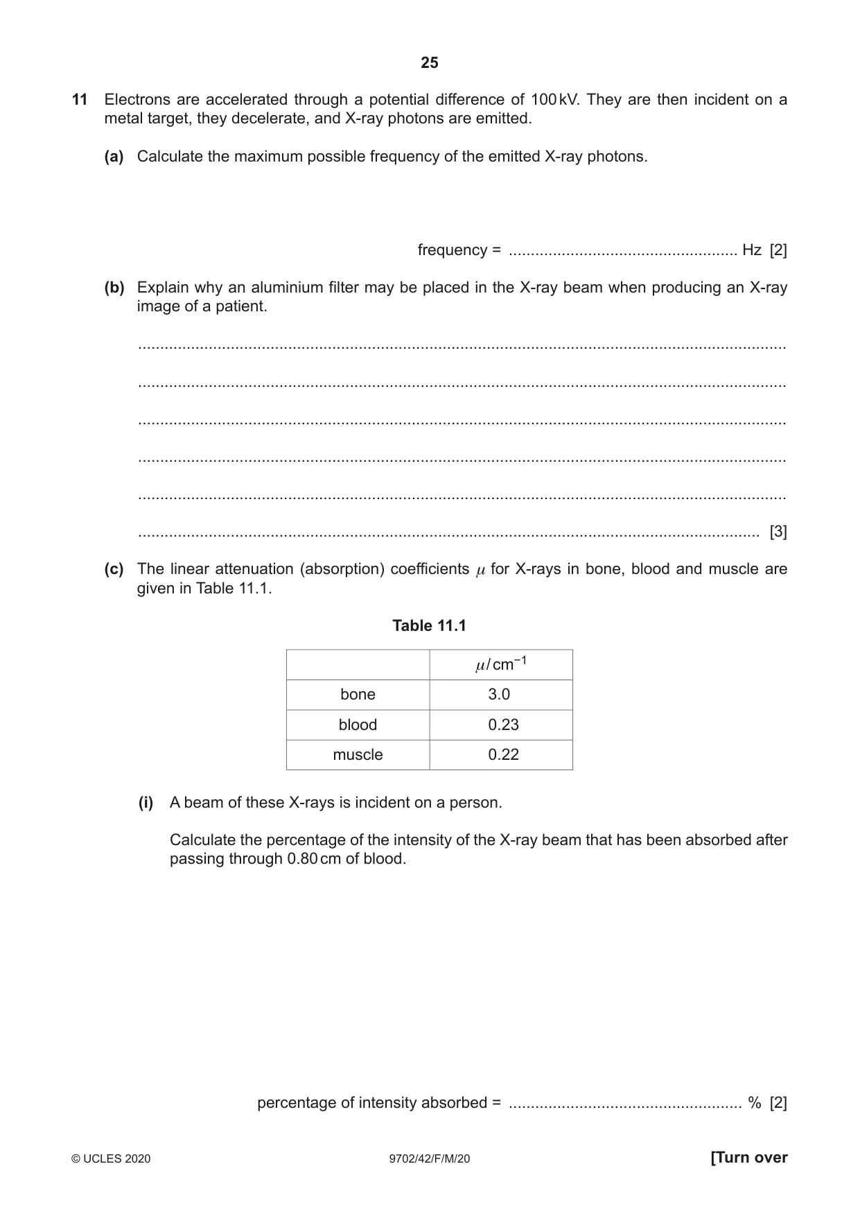 Cambridge A Level Physics 9702 2020 Feb/March Paper 4 · Variant 2 question paper, page 25 of 28