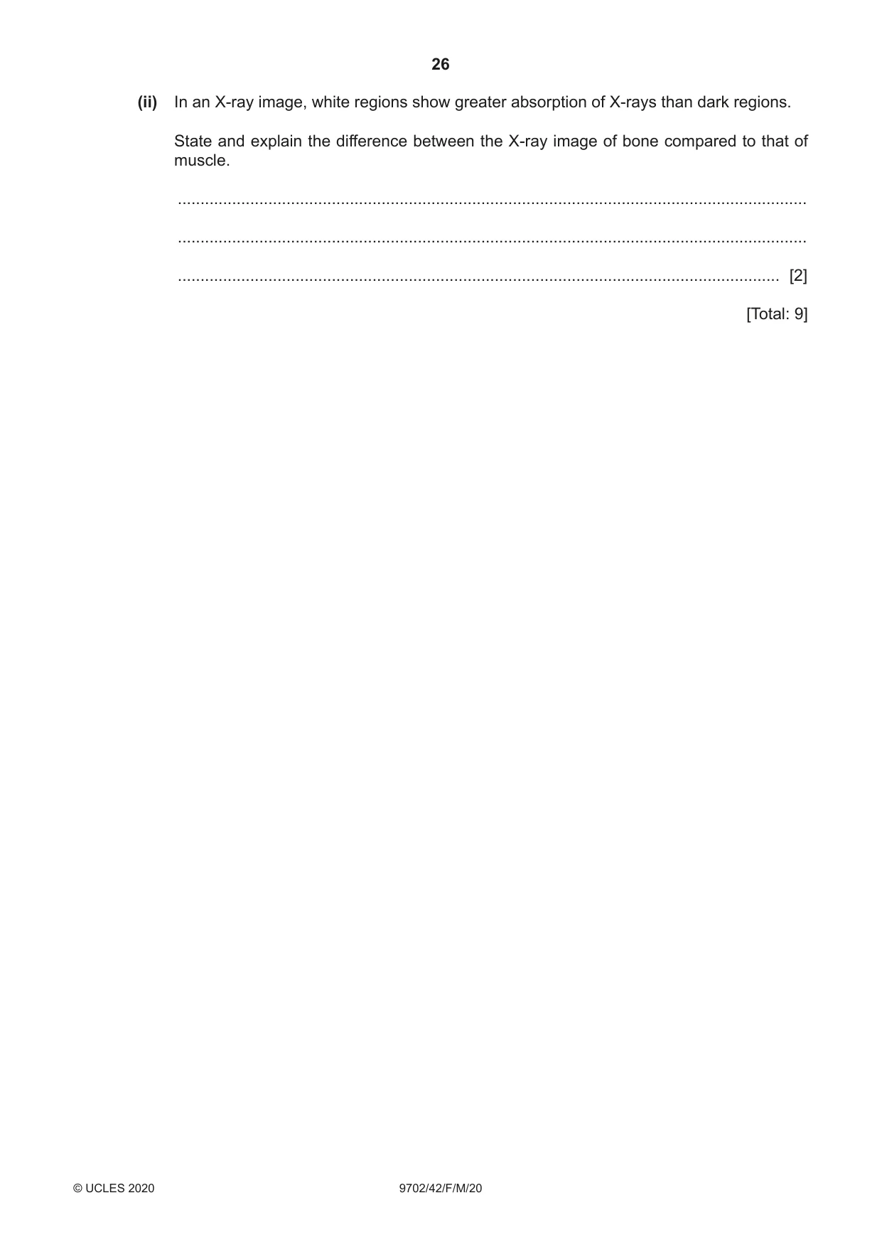 Cambridge A Level Physics 9702 2020 Feb/March Paper 4 · Variant 2 question paper, page 26 of 28