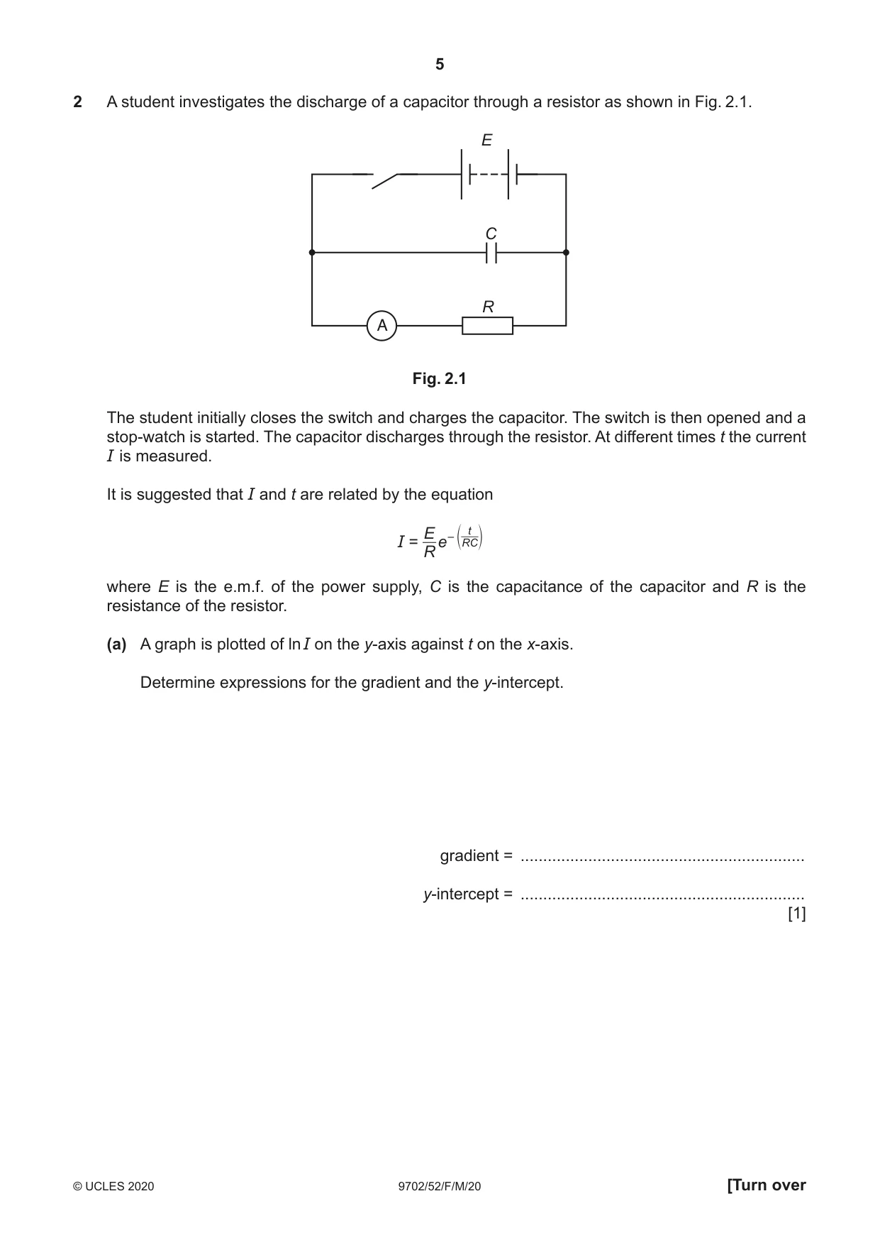 Cambridge A Level Physics 9702 2020 Feb/March Paper 5 · Variant 2 question paper, page 5 of 8