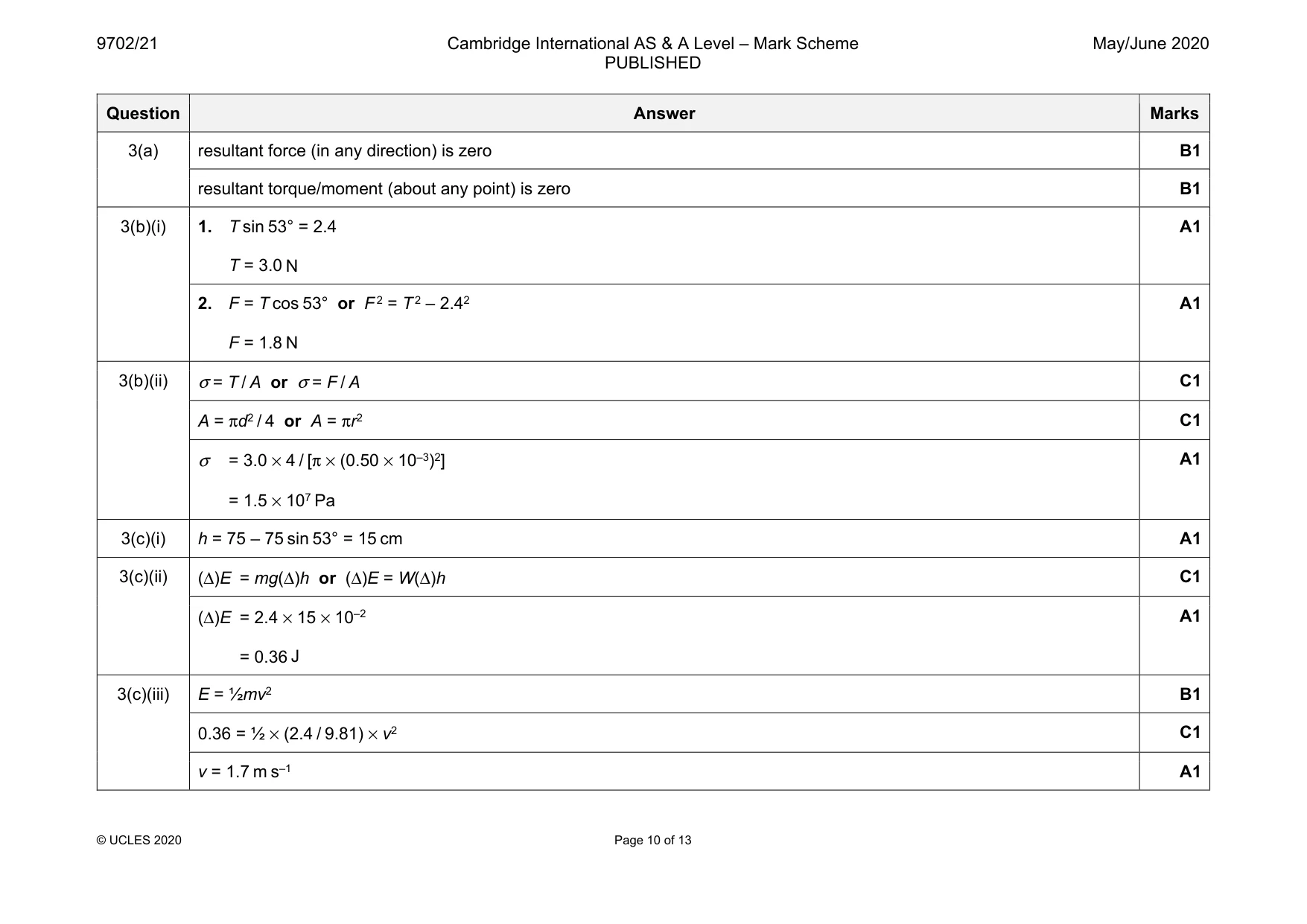 Mark scheme, page 10 of 13