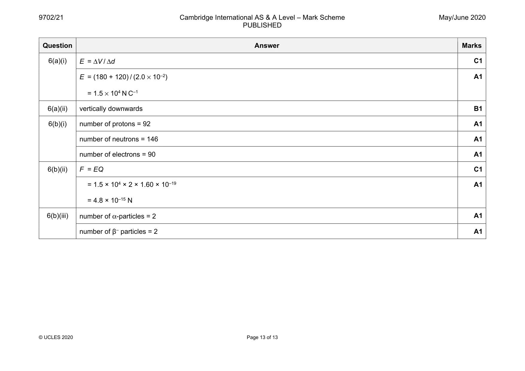 Mark scheme, page 13 of 13