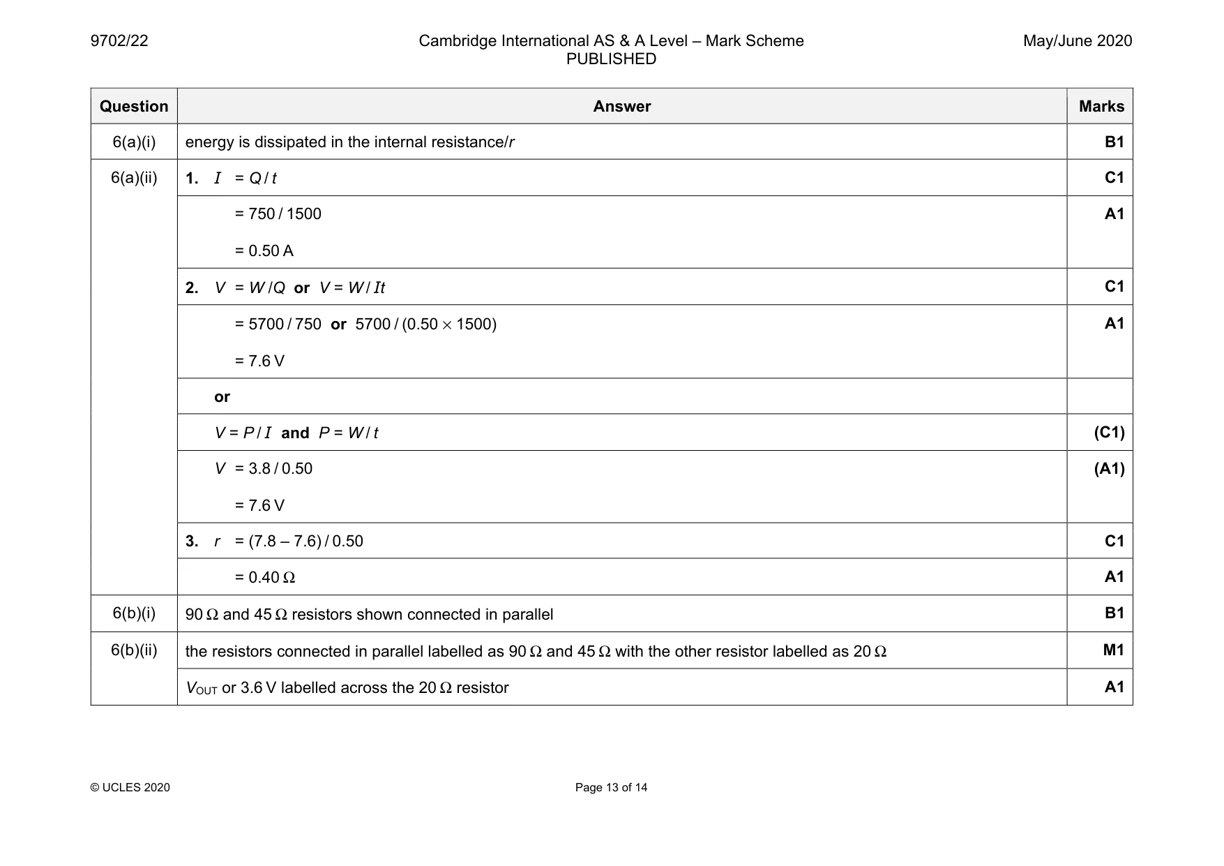 Mark scheme, page 13 of 14