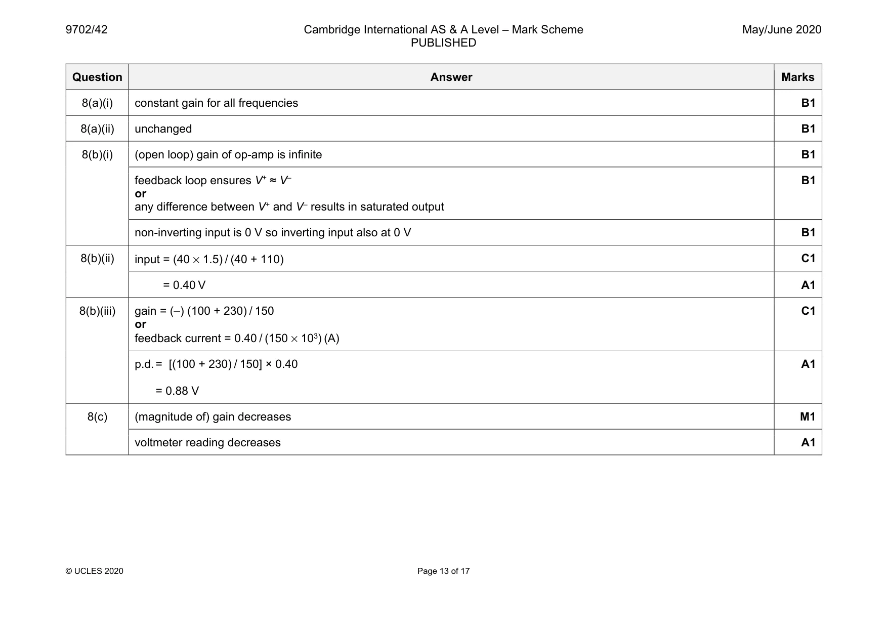 Mark scheme, page 13 of 17