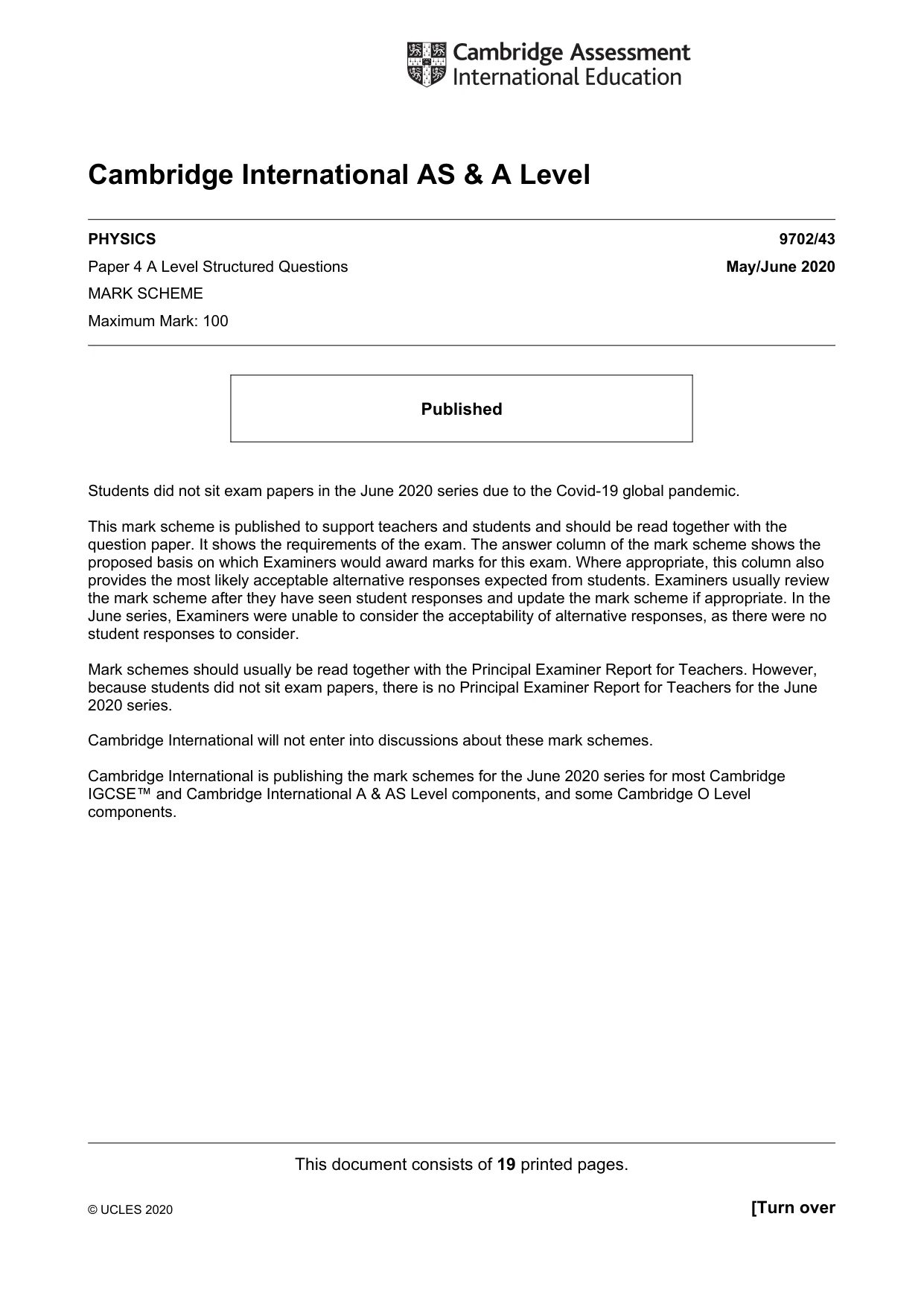 Mark scheme, page 1 of 19