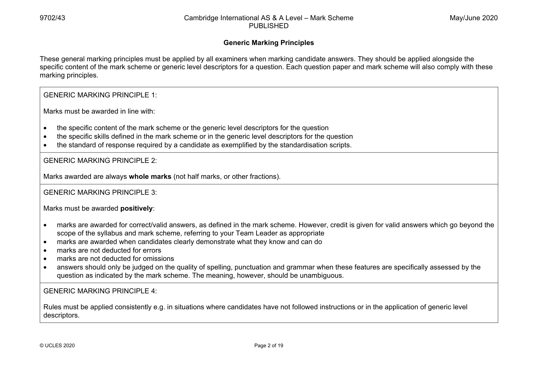 Mark scheme, page 2 of 19