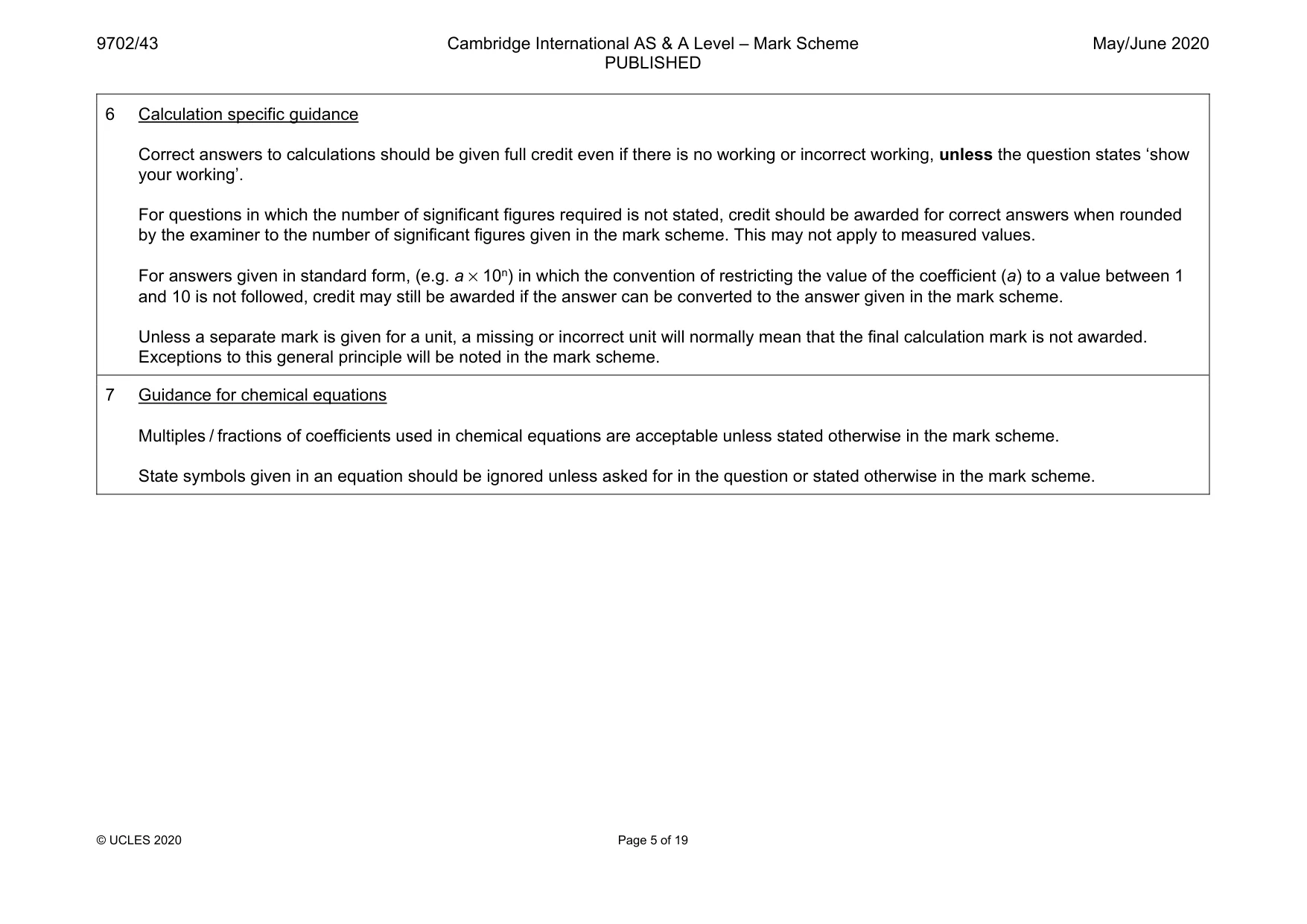 Mark scheme, page 5 of 19