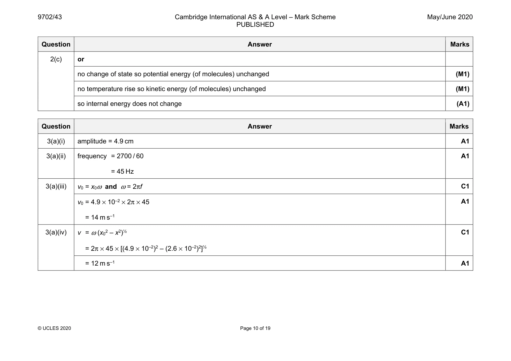Mark scheme, page 10 of 19