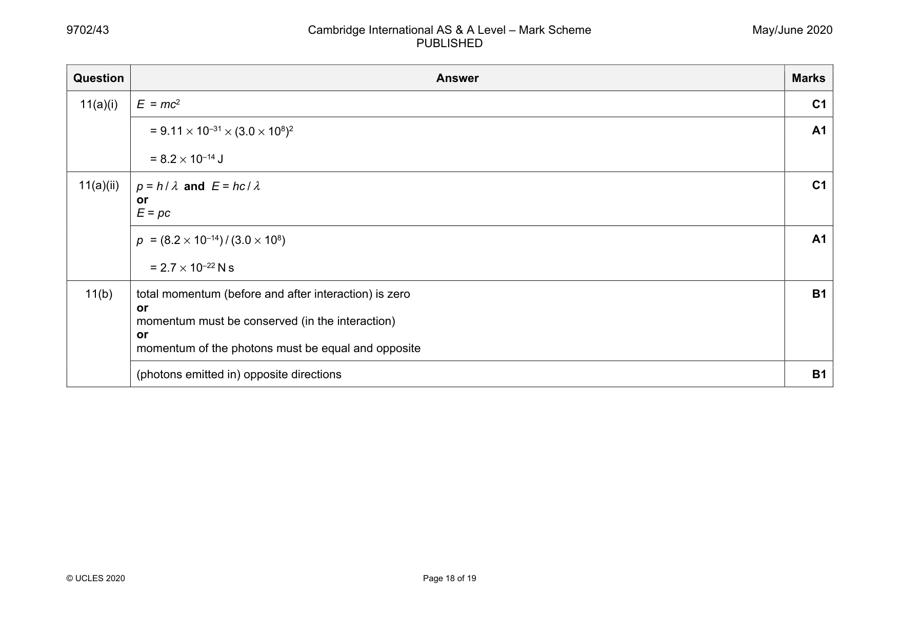 Mark scheme, page 18 of 19