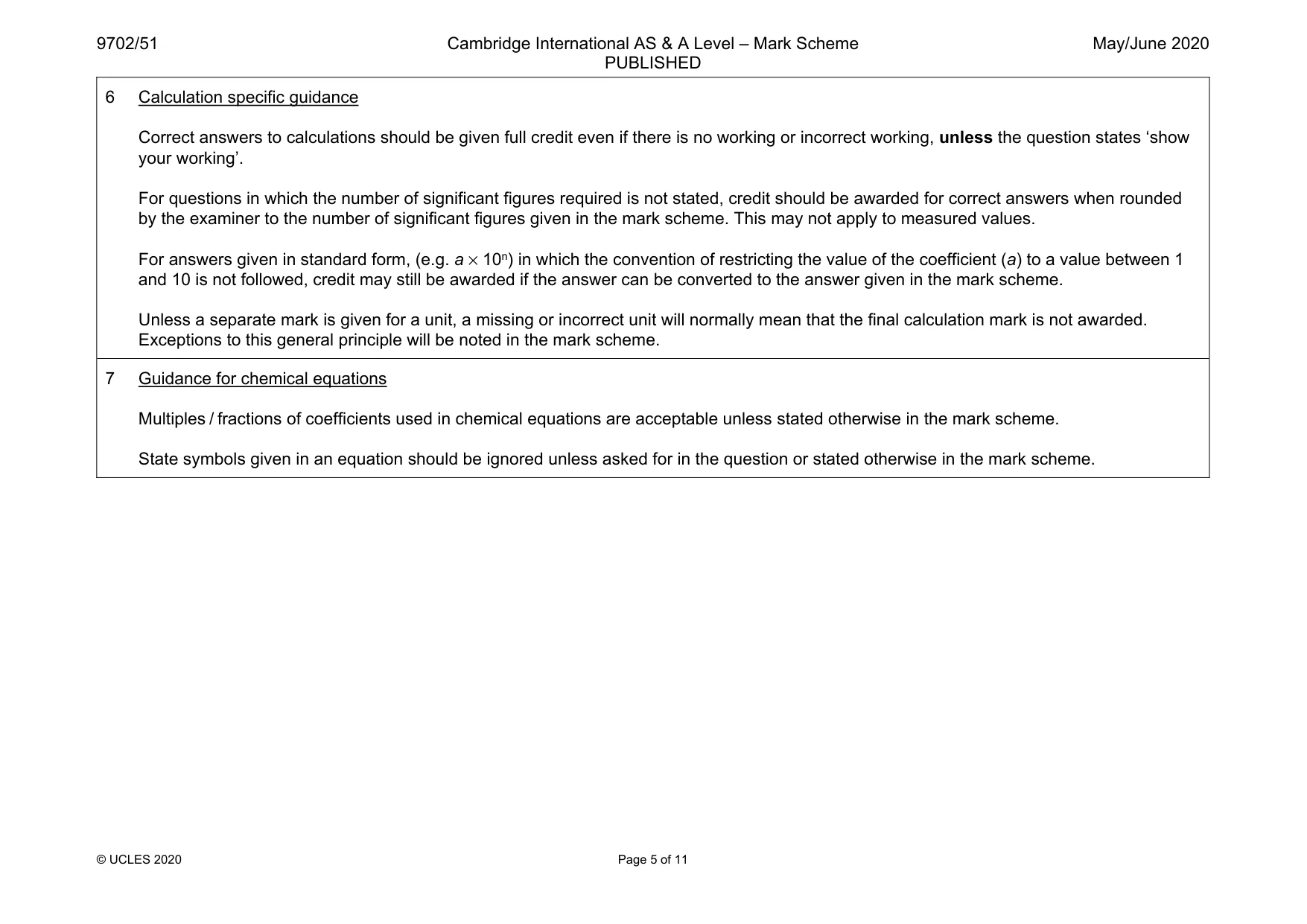 Mark scheme, page 5 of 11