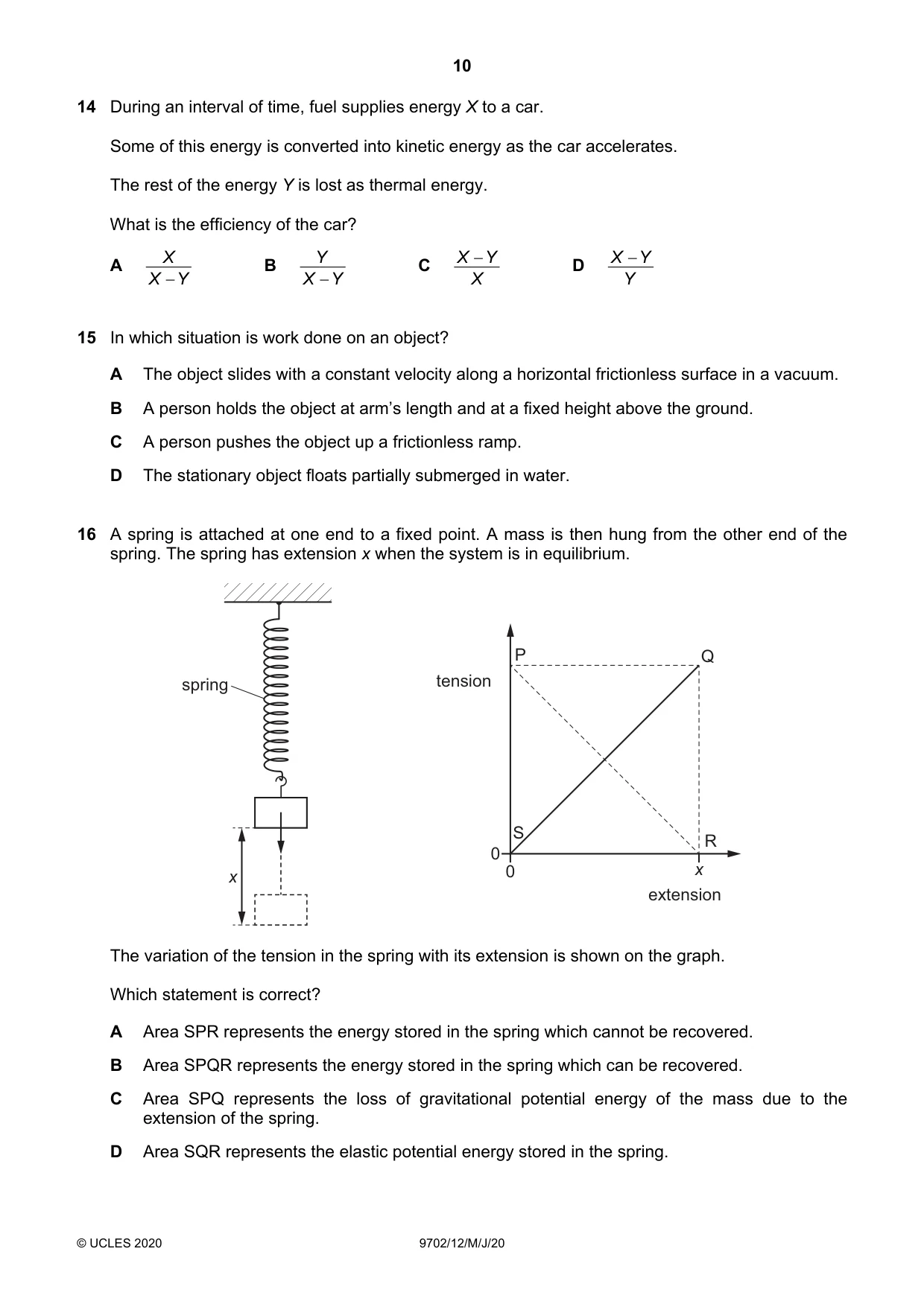 Cambridge A Level Physics 9702 2020 May/June Paper 1 · Variant 2 question paper, page 10 of 24