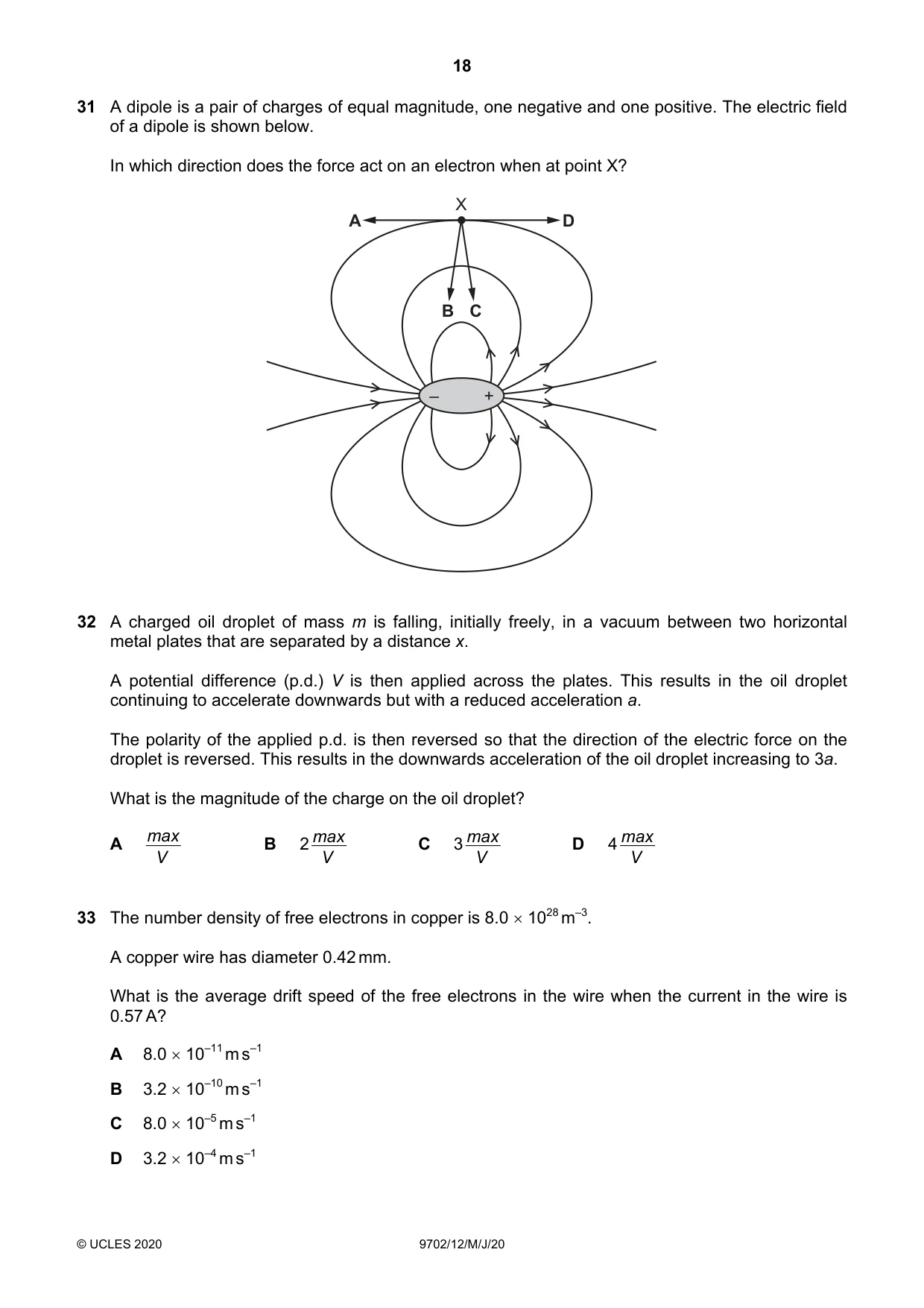 Cambridge A Level Physics 9702 2020 May/June Paper 1 · Variant 2 question paper, page 18 of 24