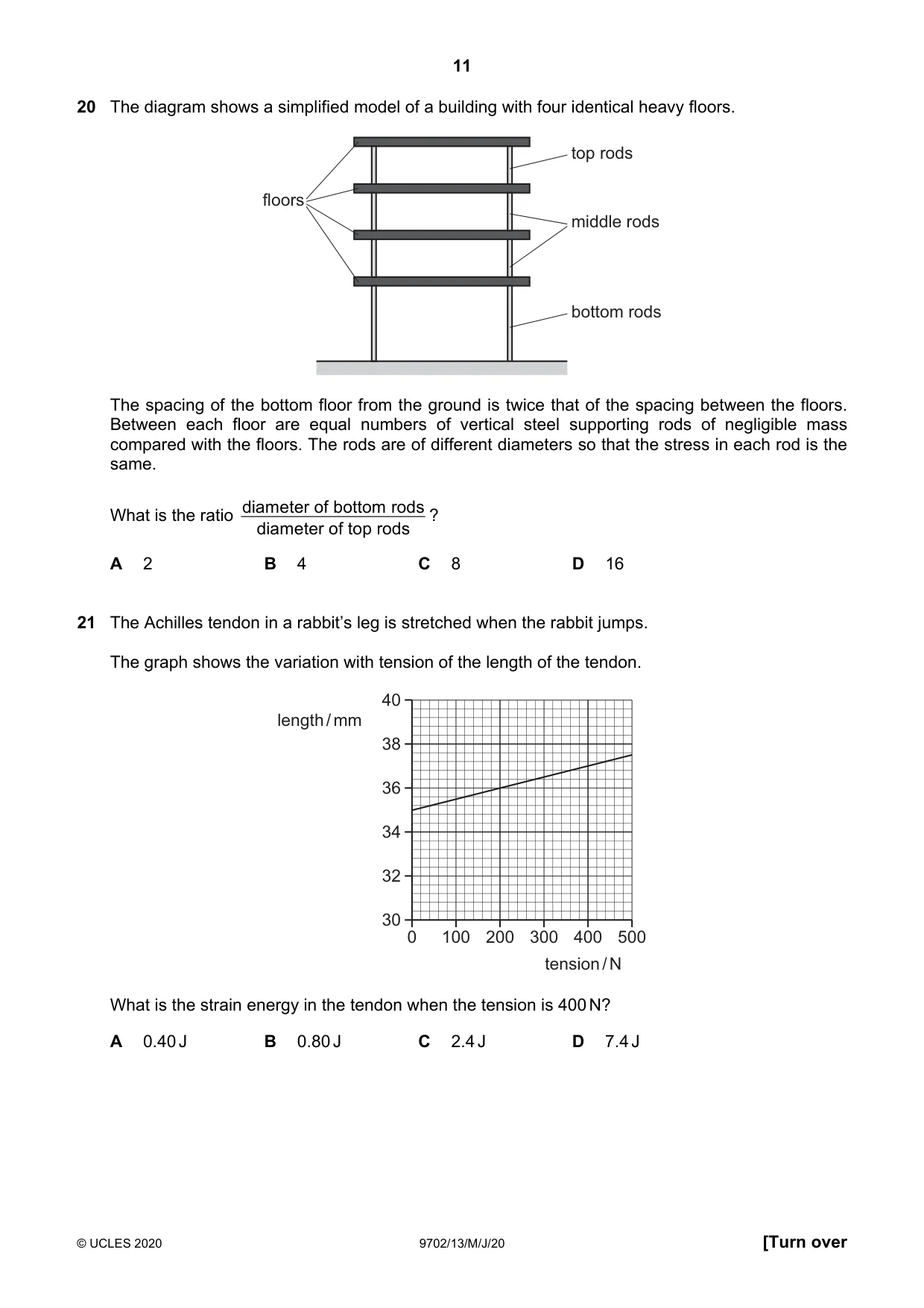 Cambridge A Level Physics 9702 2020 May/June Paper 1 · Variant 3 question paper, page 11 of 24
