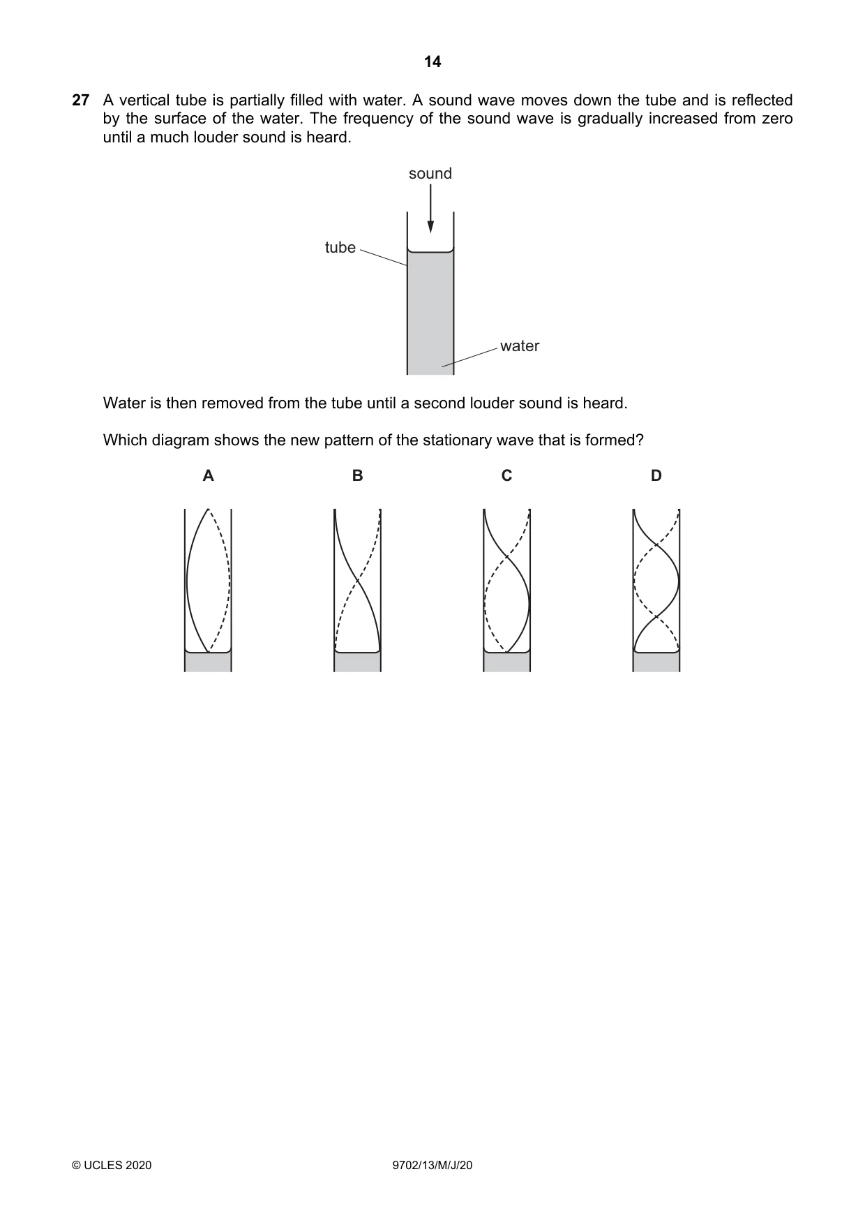 Cambridge A Level Physics 9702 2020 May/June Paper 1 · Variant 3 question paper, page 14 of 24
