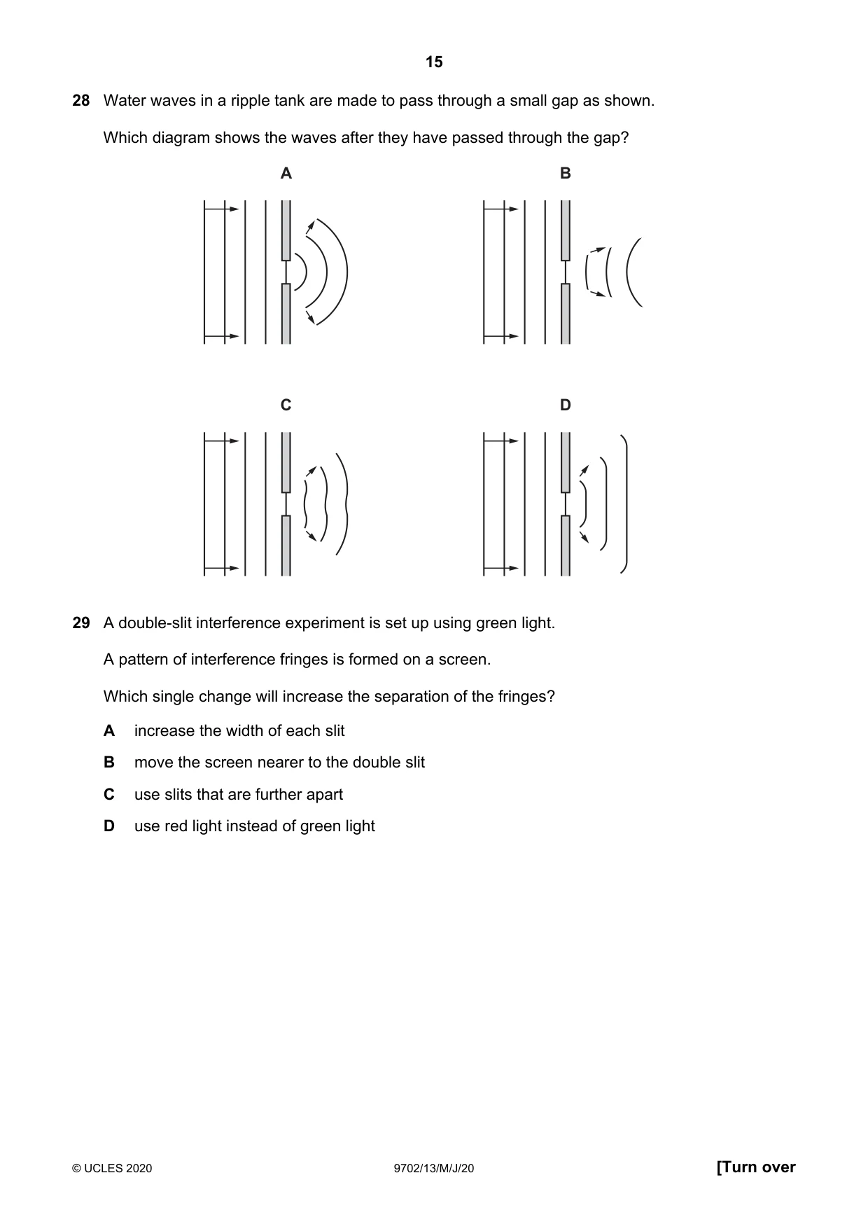 Cambridge A Level Physics 9702 2020 May/June Paper 1 · Variant 3 question paper, page 15 of 24