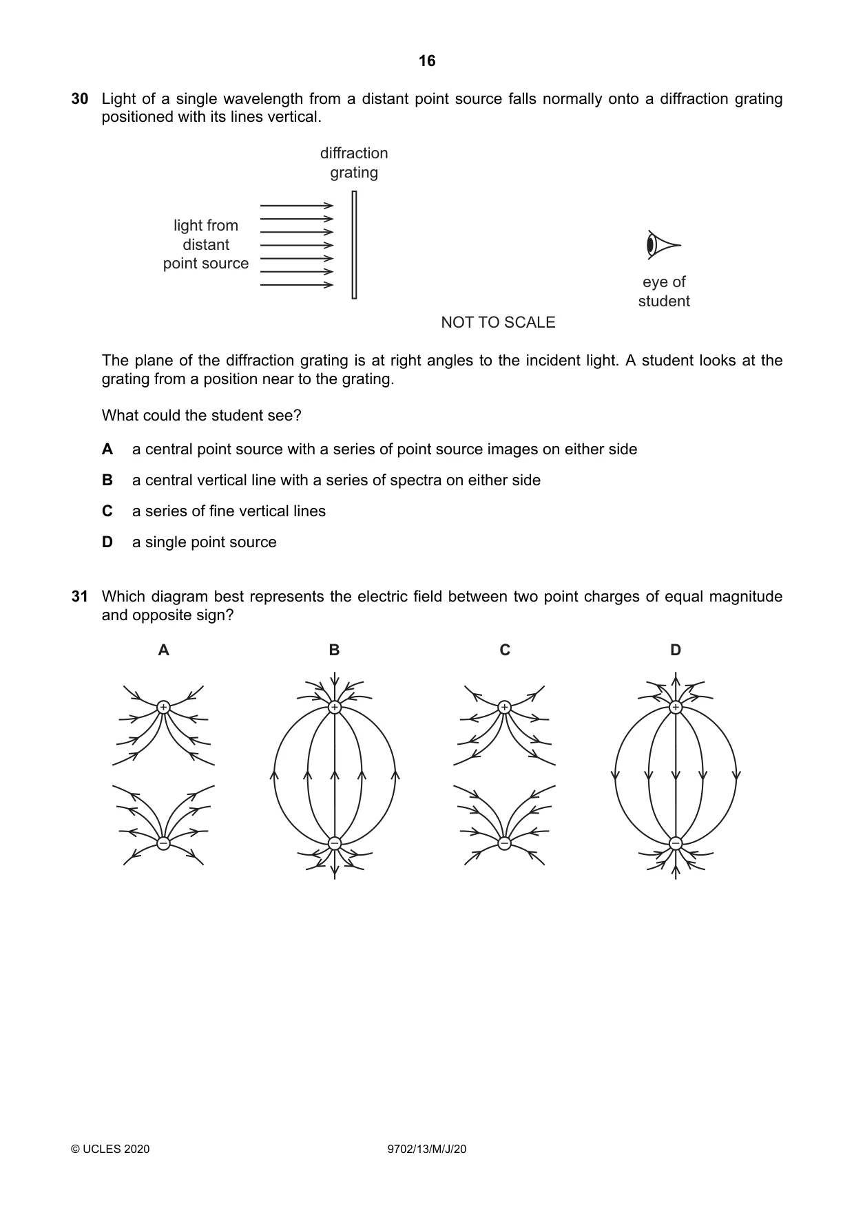 Cambridge A Level Physics 9702 2020 May/June Paper 1 · Variant 3 question paper, page 16 of 24