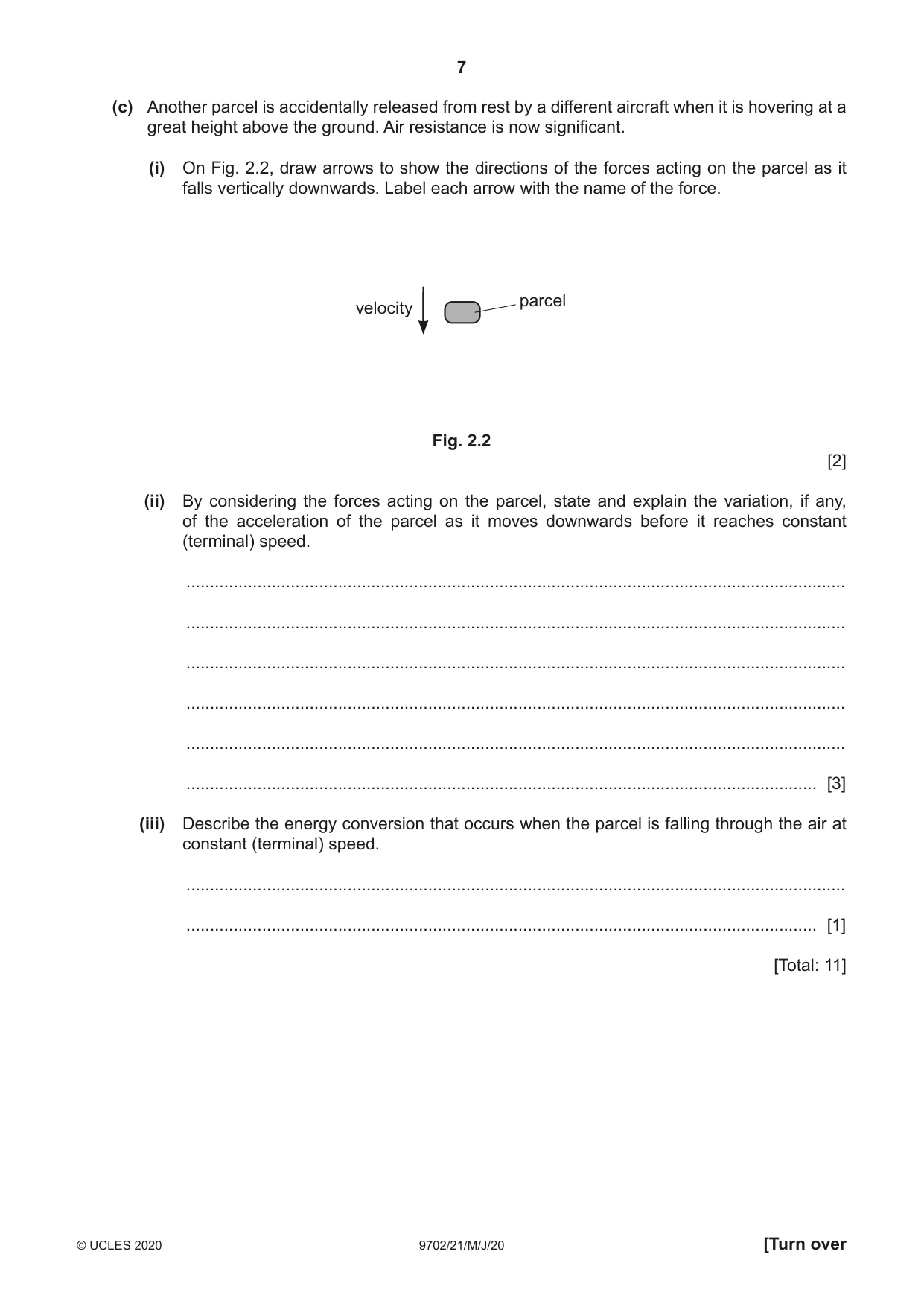 Cambridge A Level Physics 9702 2020 May/June Paper 2 · Variant 1 question paper, page 7 of 16