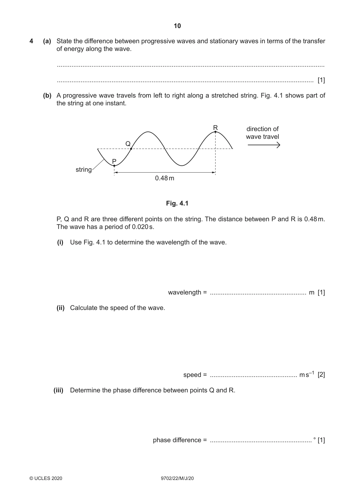 Cambridge A Level Physics 9702 2020 May/June Paper 2 · Variant 2 question paper, page 10 of 16