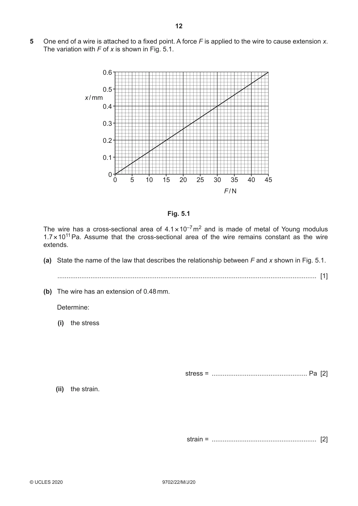 Cambridge A Level Physics 9702 2020 May/June Paper 2 · Variant 2 question paper, page 12 of 16