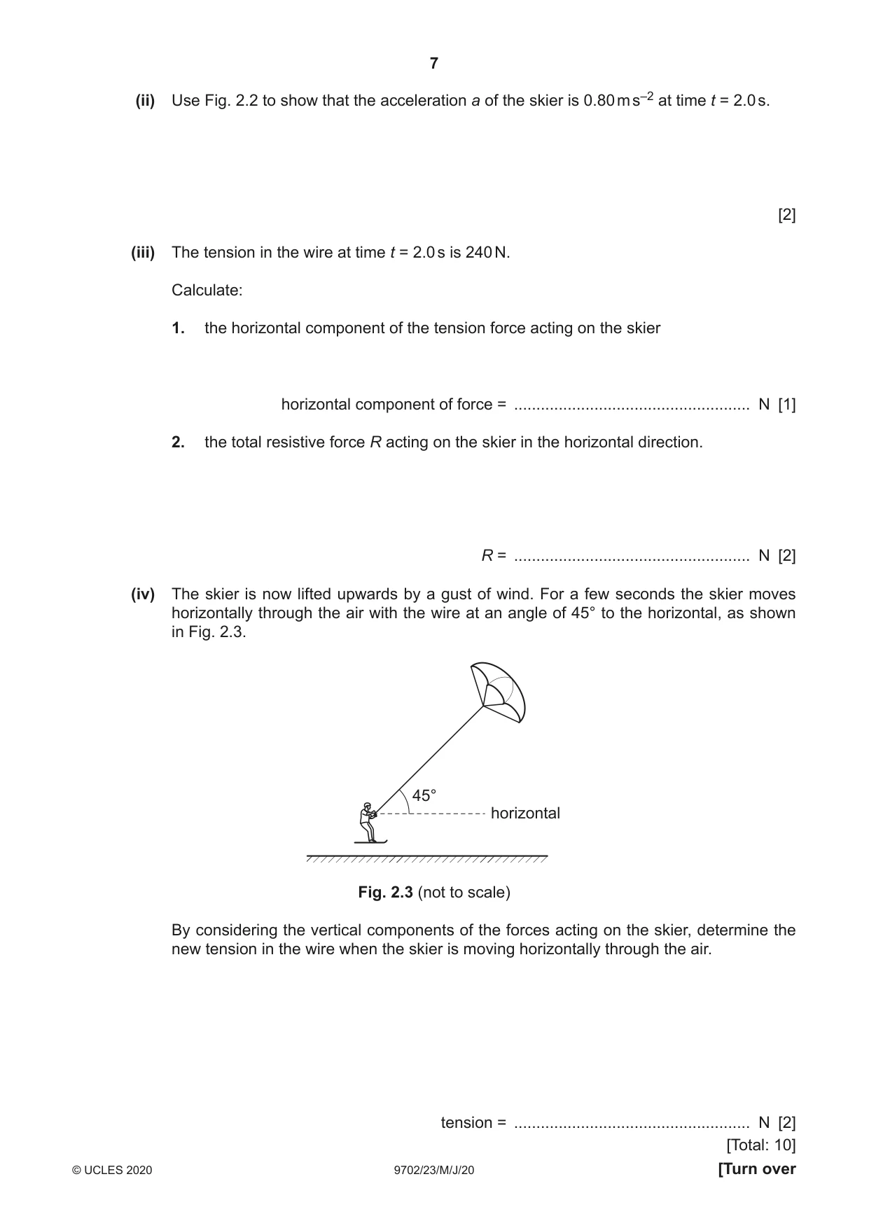 Cambridge A Level Physics 9702 2020 May/June Paper 2 · Variant 3 question paper, page 7 of 16