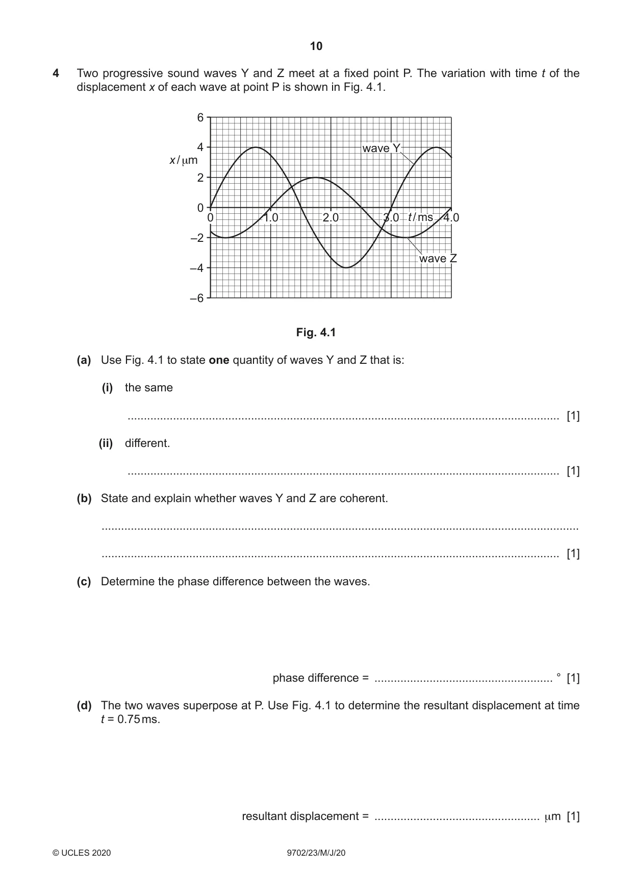 Cambridge A Level Physics 9702 2020 May/June Paper 2 · Variant 3 question paper, page 10 of 16