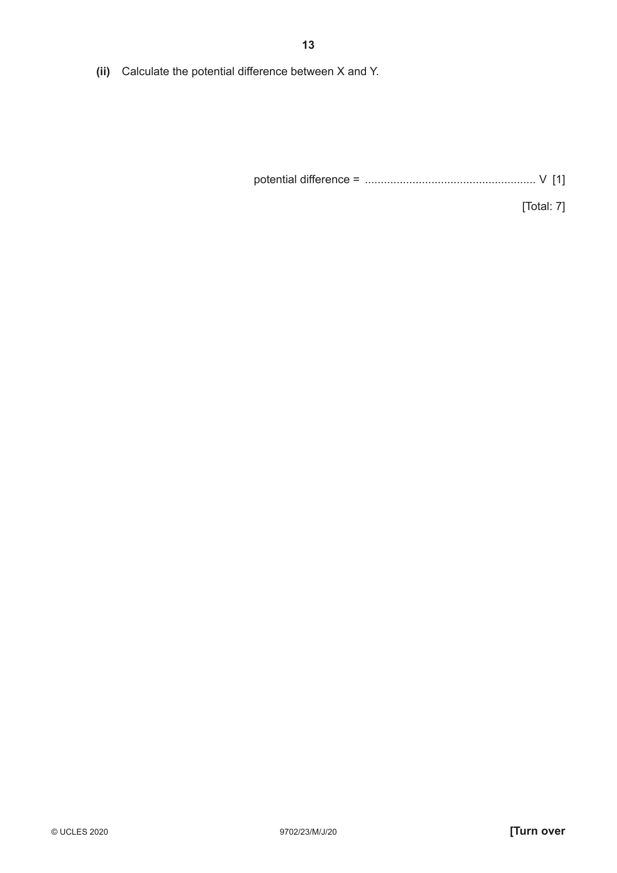 Cambridge A Level Physics 9702 2020 May/June Paper 2 · Variant 3 question paper, page 13 of 16