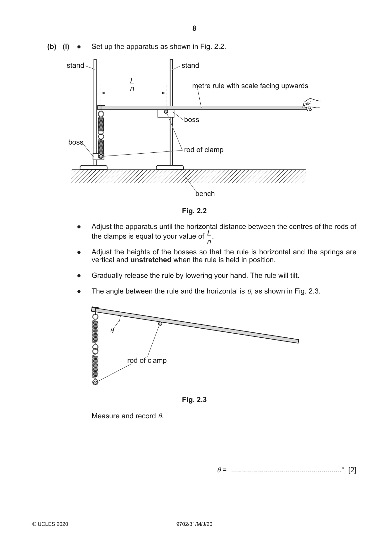 Cambridge A Level Physics 9702 2020 May/June Paper 3 · Variant 1 question paper, page 8 of 12