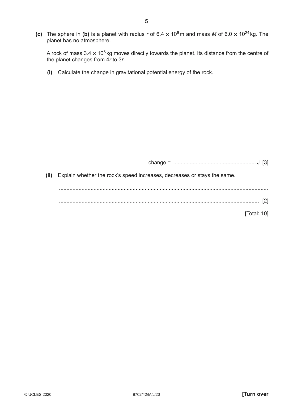 Cambridge A Level Physics 9702 2020 May/June Paper 4 · Variant 2 question paper, page 5 of 20
