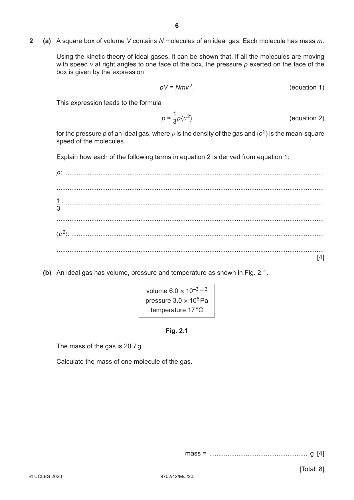 Cambridge A Level Physics 9702 2020 May/June Paper 4 · Variant 2 question paper, page 6 of 20