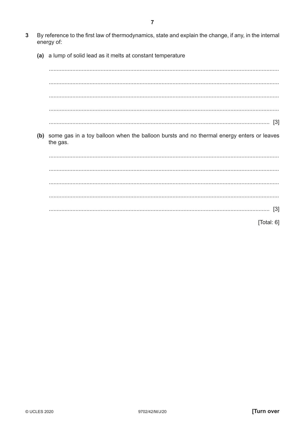 Cambridge A Level Physics 9702 2020 May/June Paper 4 · Variant 2 question paper, page 7 of 20
