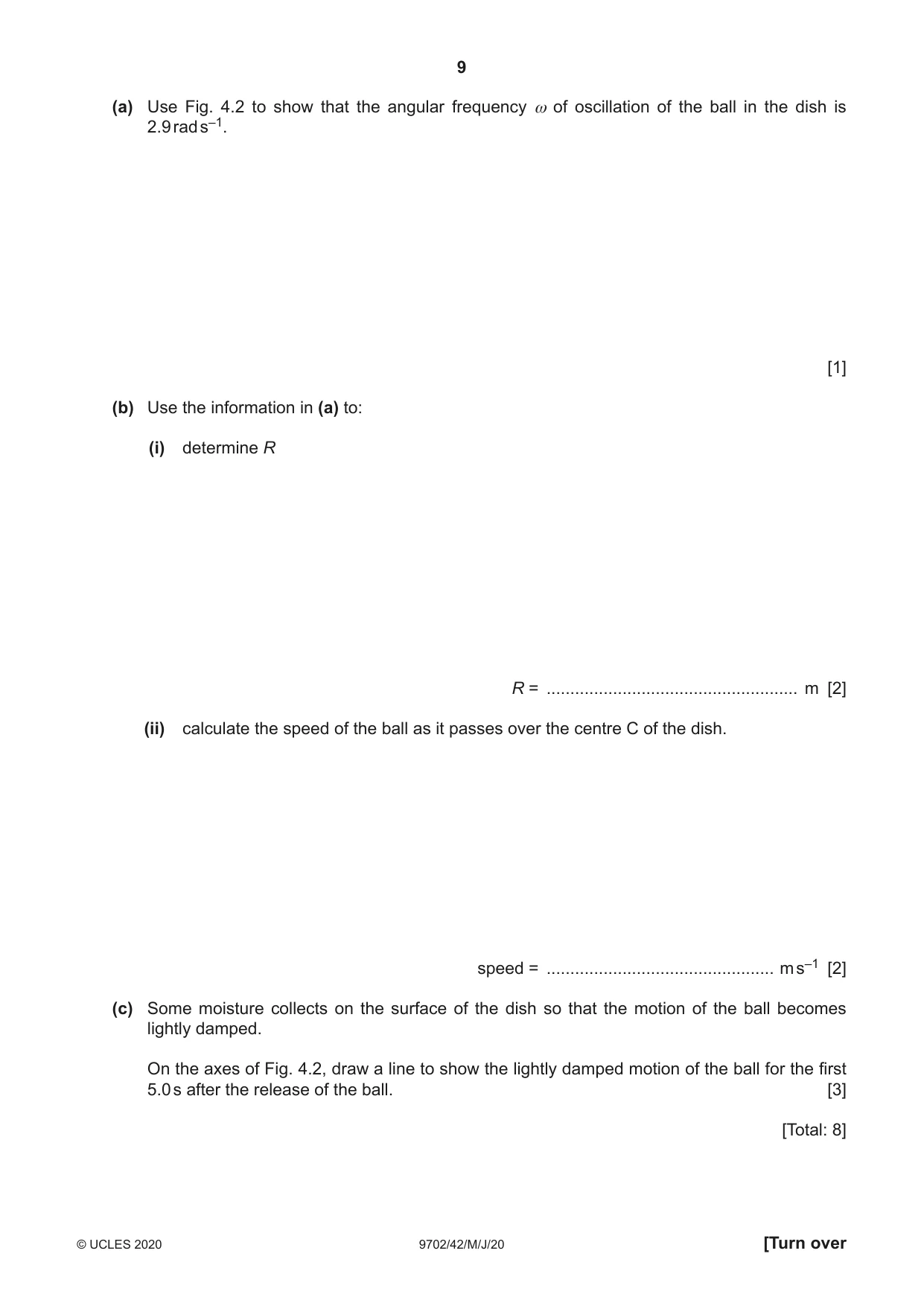 Cambridge A Level Physics 9702 2020 May/June Paper 4 · Variant 2 question paper, page 9 of 20