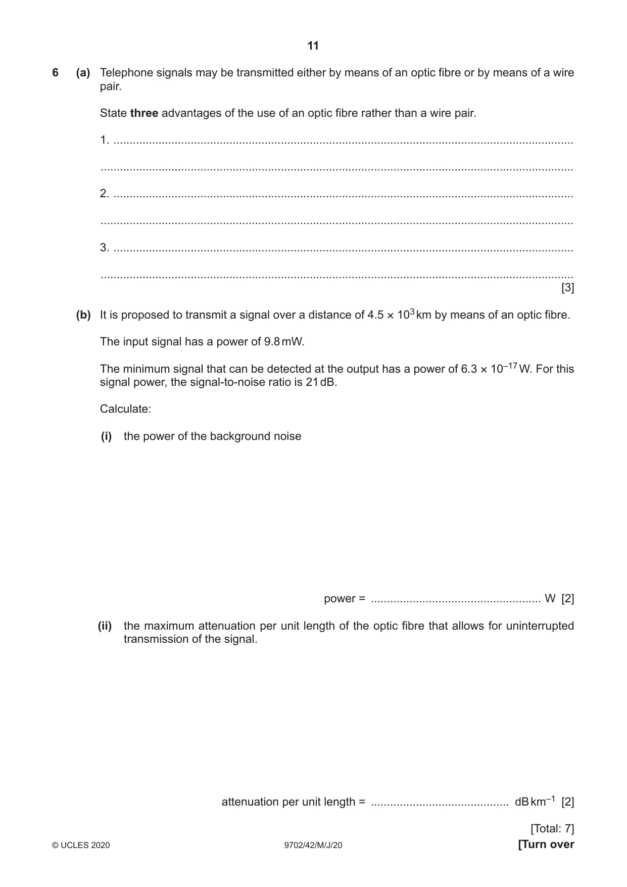 Cambridge A Level Physics 9702 2020 May/June Paper 4 · Variant 2 question paper, page 11 of 20