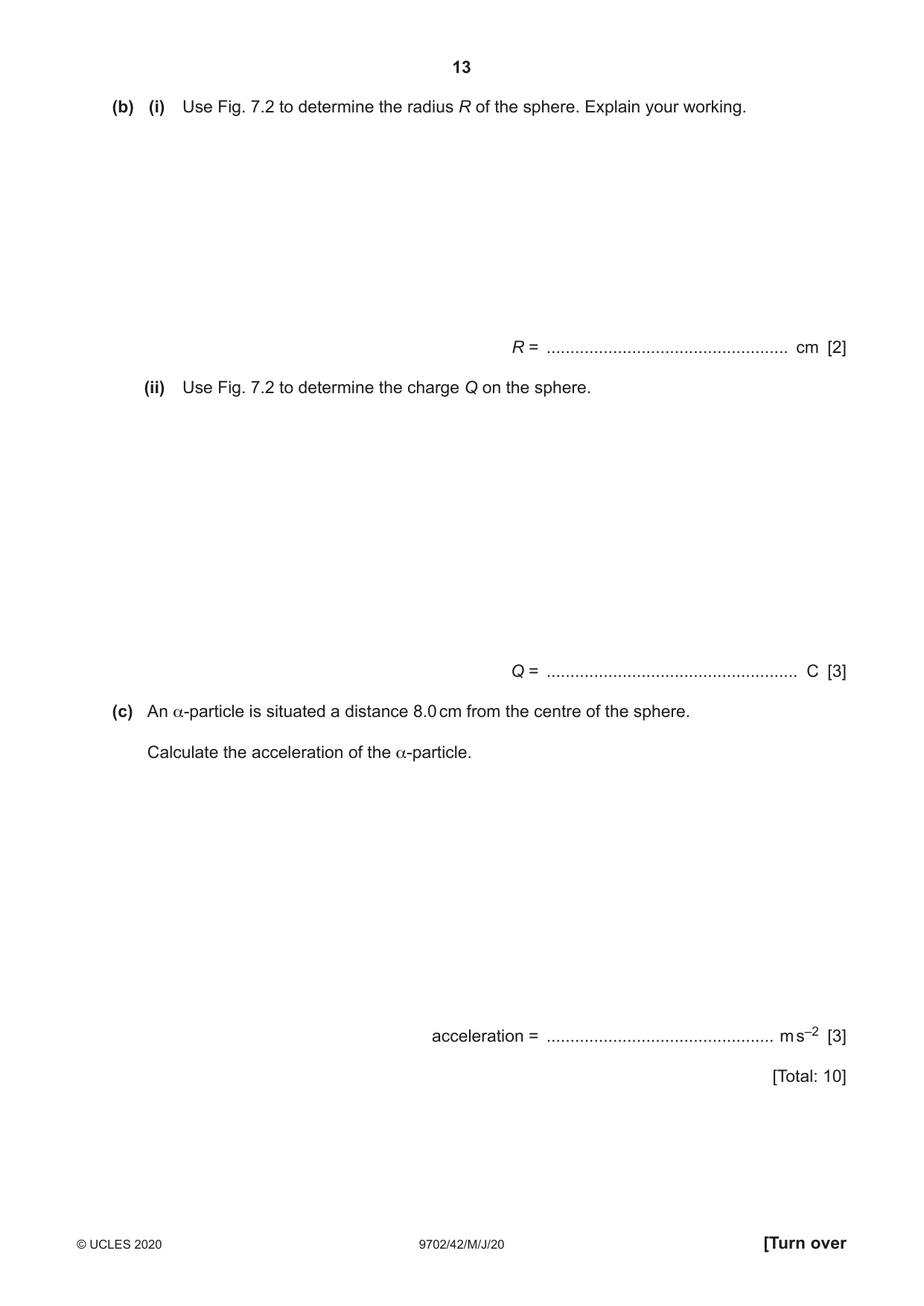 Cambridge A Level Physics 9702 2020 May/June Paper 4 · Variant 2 question paper, page 13 of 20