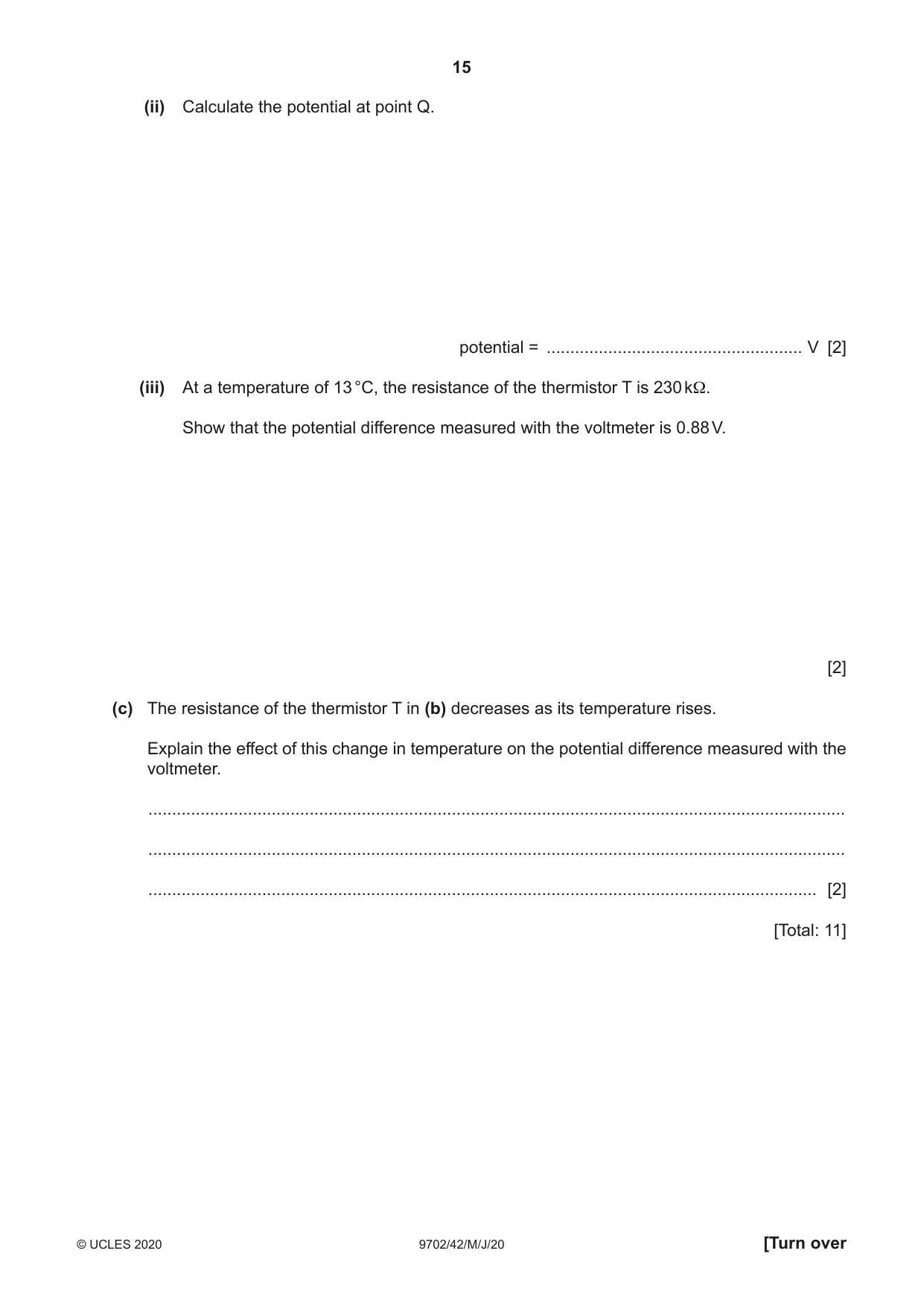 Cambridge A Level Physics 9702 2020 May/June Paper 4 · Variant 2 question paper, page 15 of 20