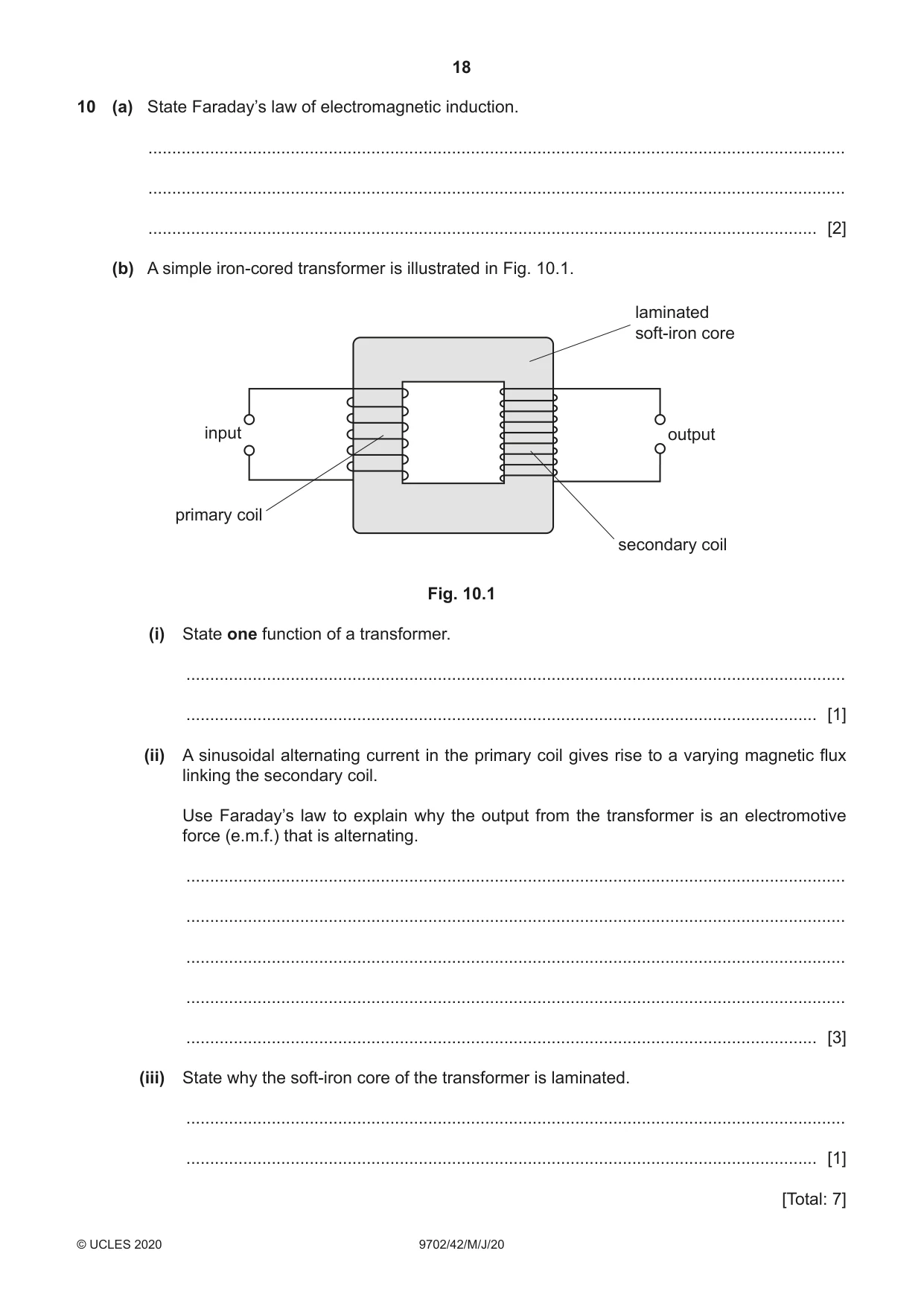 Cambridge A Level Physics 9702 2020 May/June Paper 4 · Variant 2 question paper, page 18 of 20