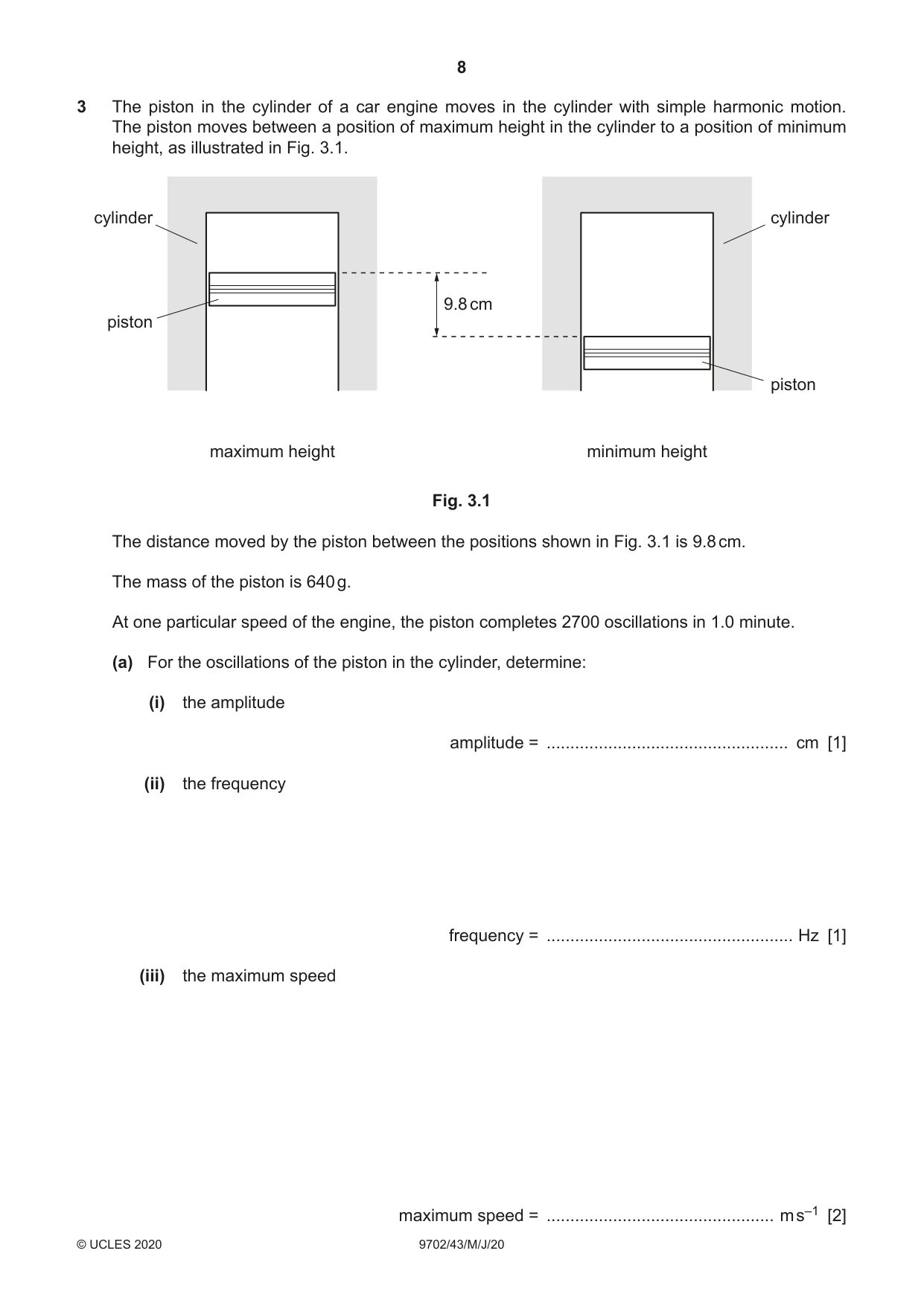 Cambridge A Level Physics 9702 2020 May/June Paper 4 · Variant 3 question paper, page 8 of 28