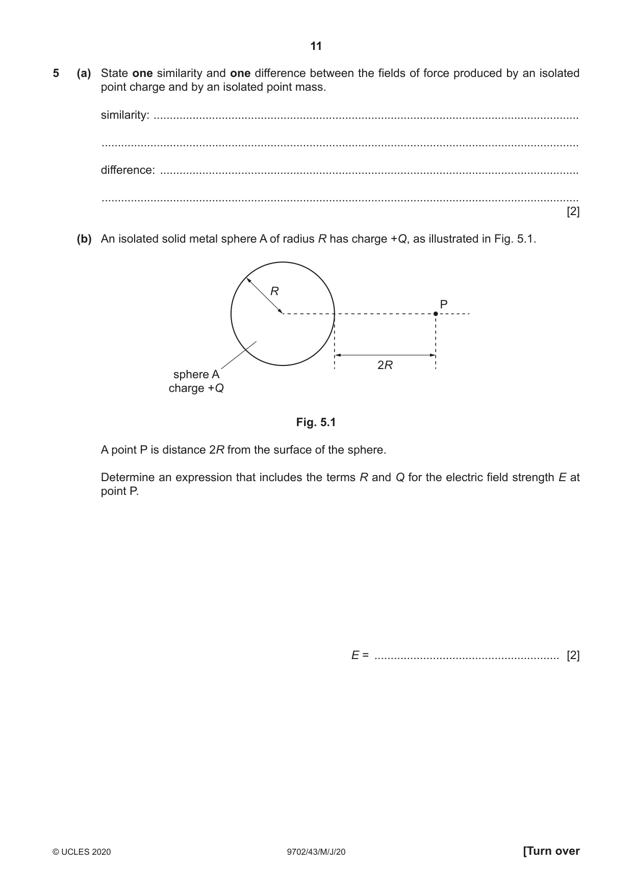 Cambridge A Level Physics 9702 2020 May/June Paper 4 · Variant 3 question paper, page 11 of 28