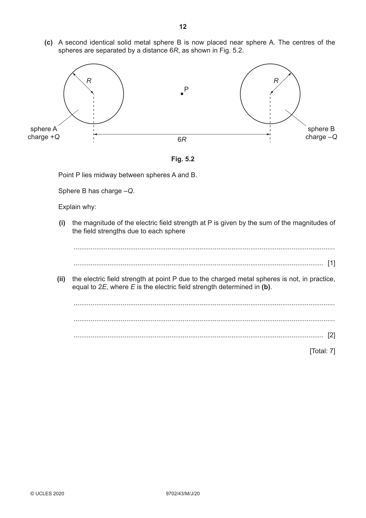 Cambridge A Level Physics 9702 2020 May/June Paper 4 · Variant 3 question paper, page 12 of 28