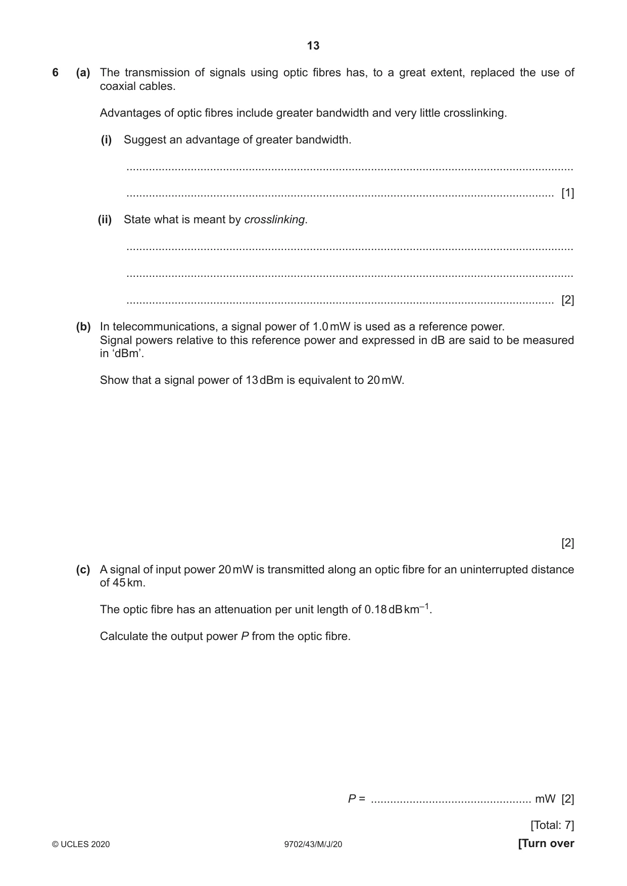 Cambridge A Level Physics 9702 2020 May/June Paper 4 · Variant 3 question paper, page 13 of 28