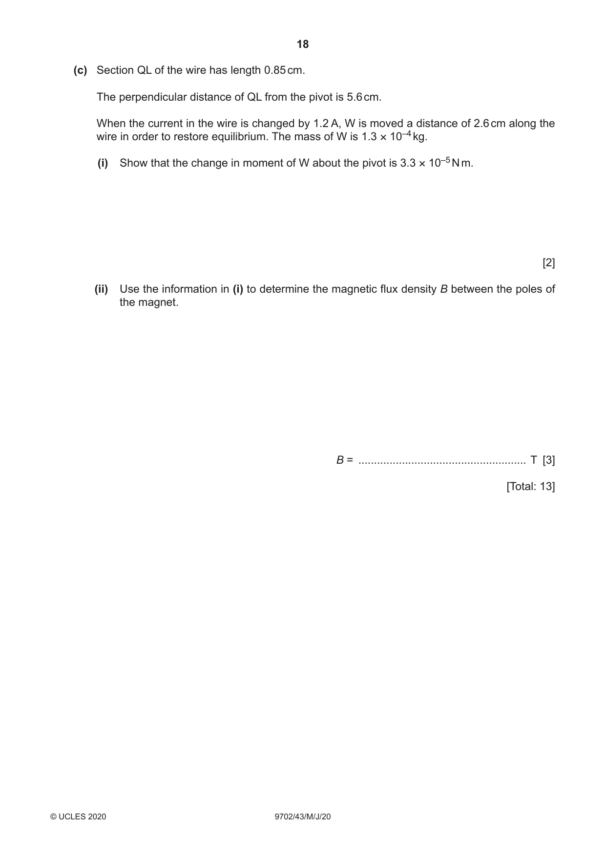 Cambridge A Level Physics 9702 2020 May/June Paper 4 · Variant 3 question paper, page 18 of 28