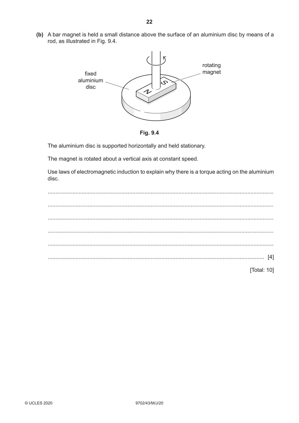 Cambridge A Level Physics 9702 2020 May/June Paper 4 · Variant 3 question paper, page 22 of 28