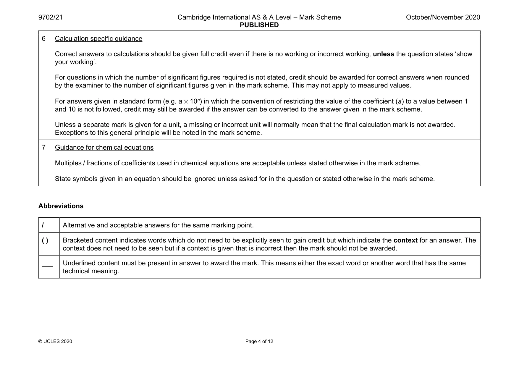Mark scheme, page 4 of 12