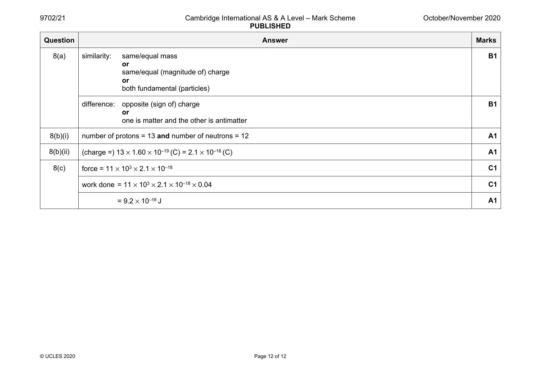 Mark scheme, page 12 of 12